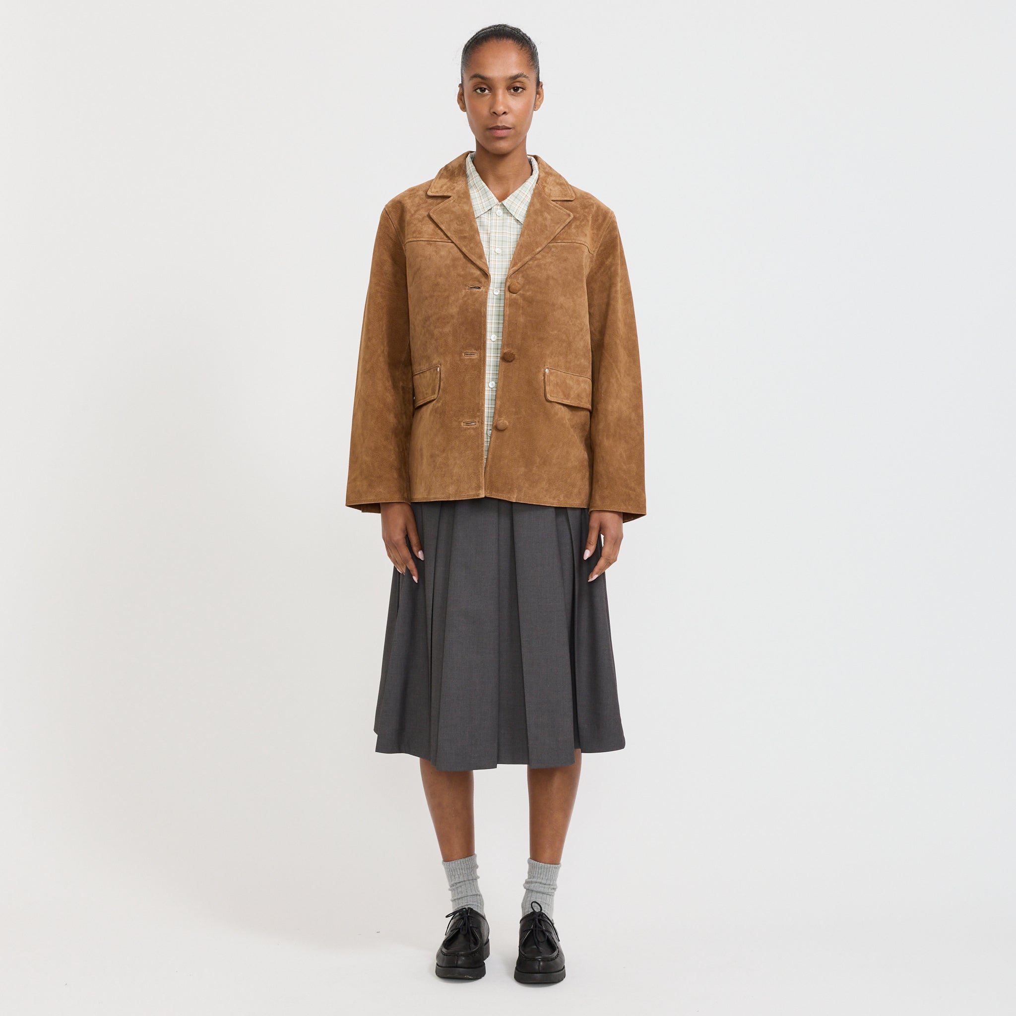 Laagam | Maira Suede Long Jacket Brown | Maplestore