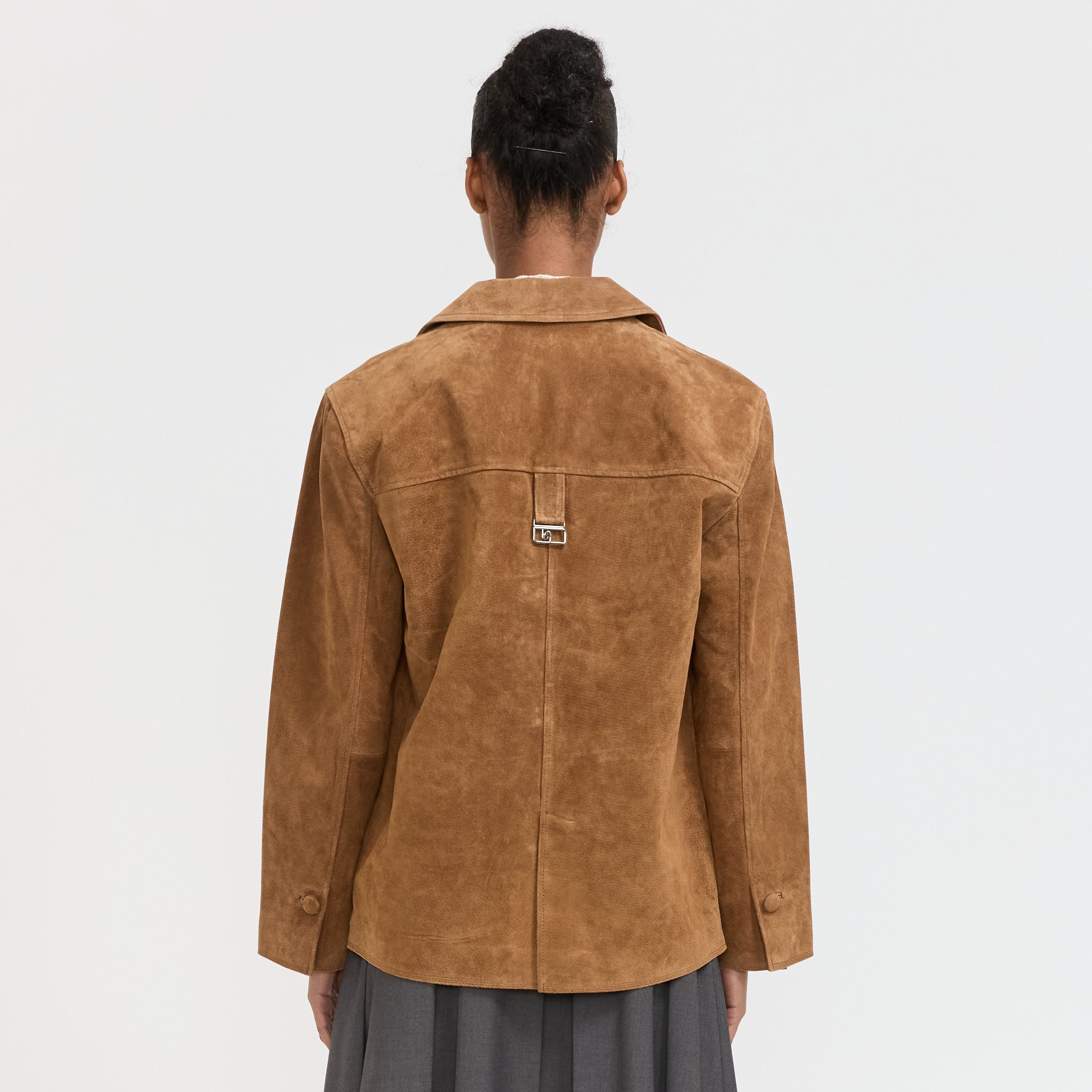 Laagam | Maira Suede Long Jacket Brown | Maplestore