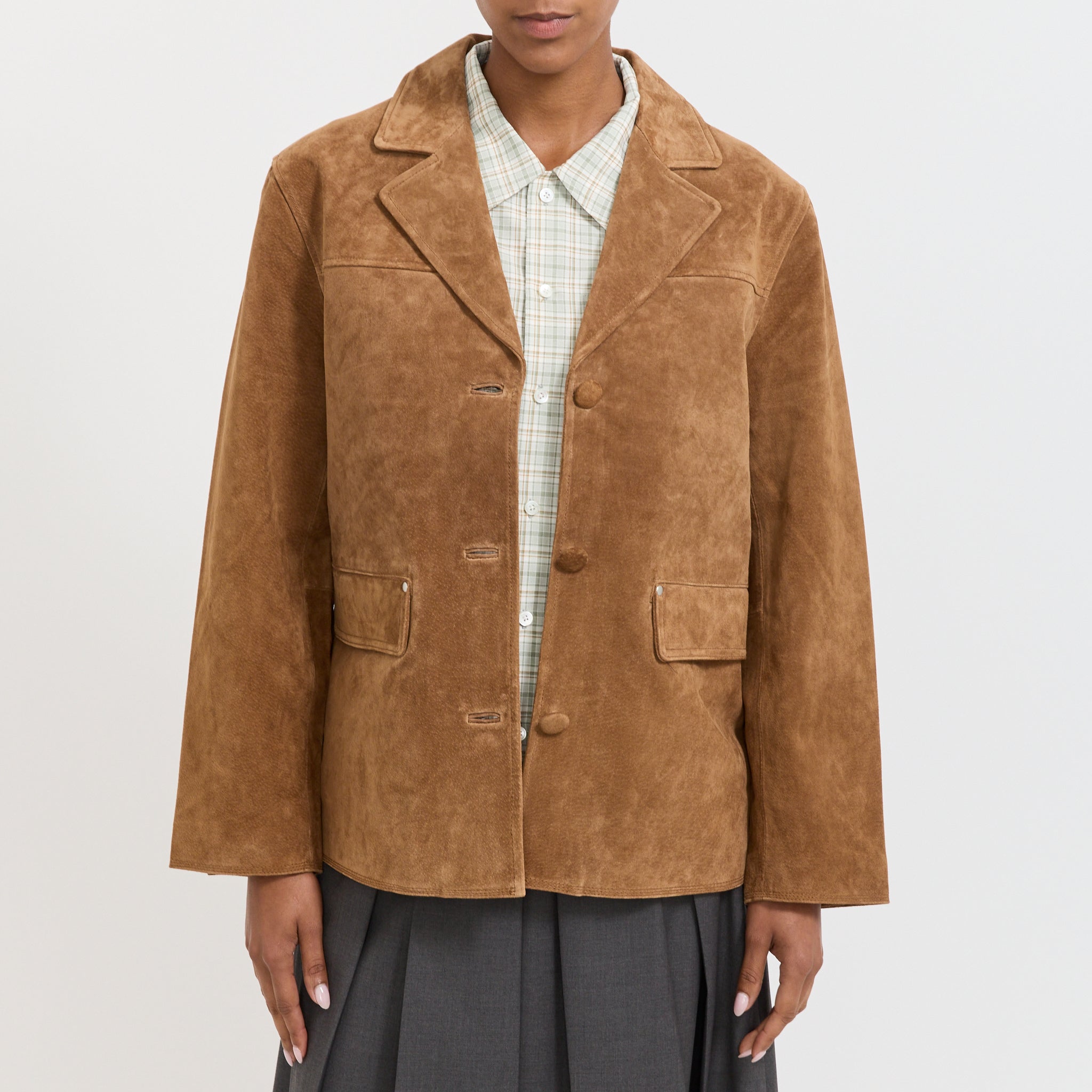 Laagam | Maira Suede Long Jacket Brown | Maplestore