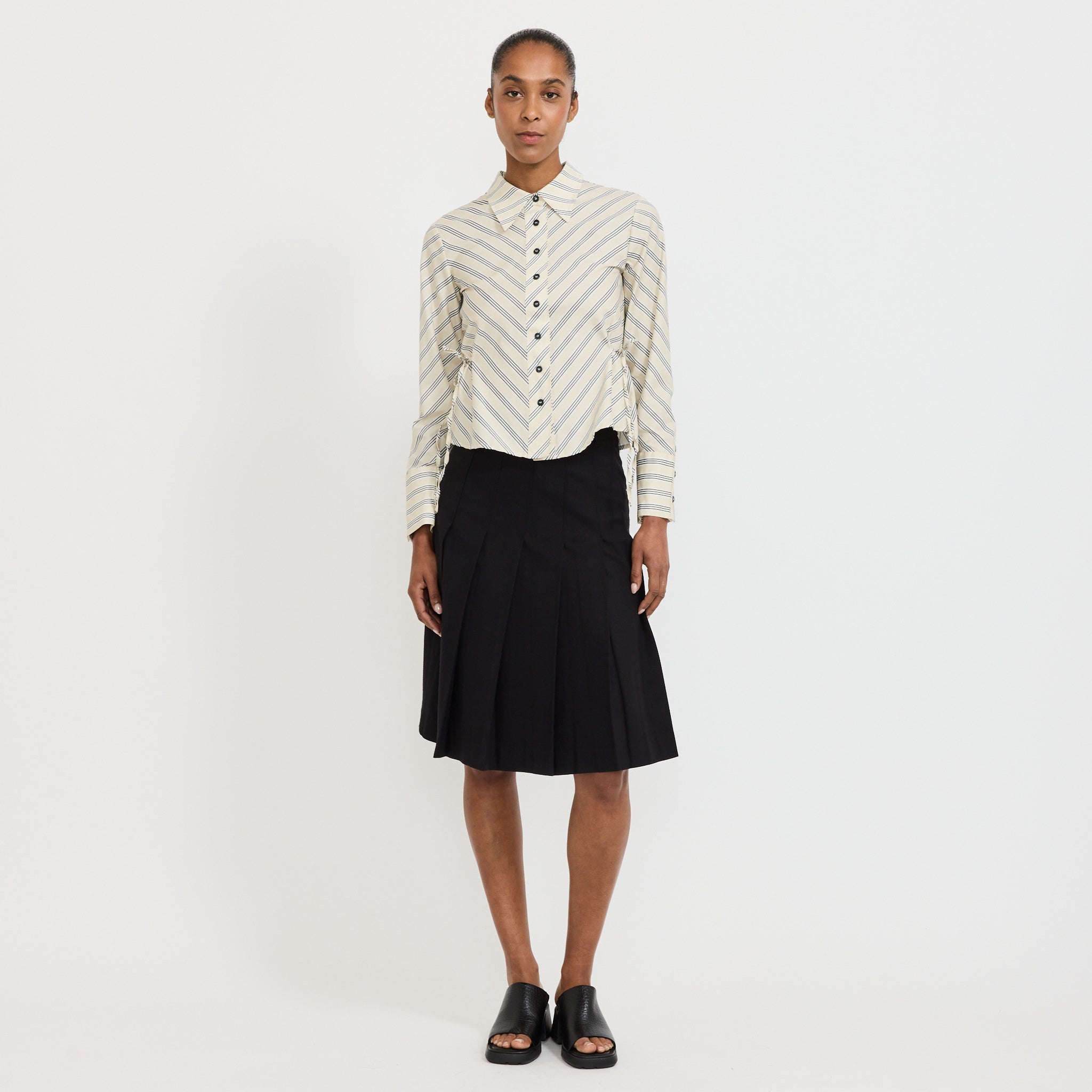 Opera Black/White Stripe Shirt Ecru