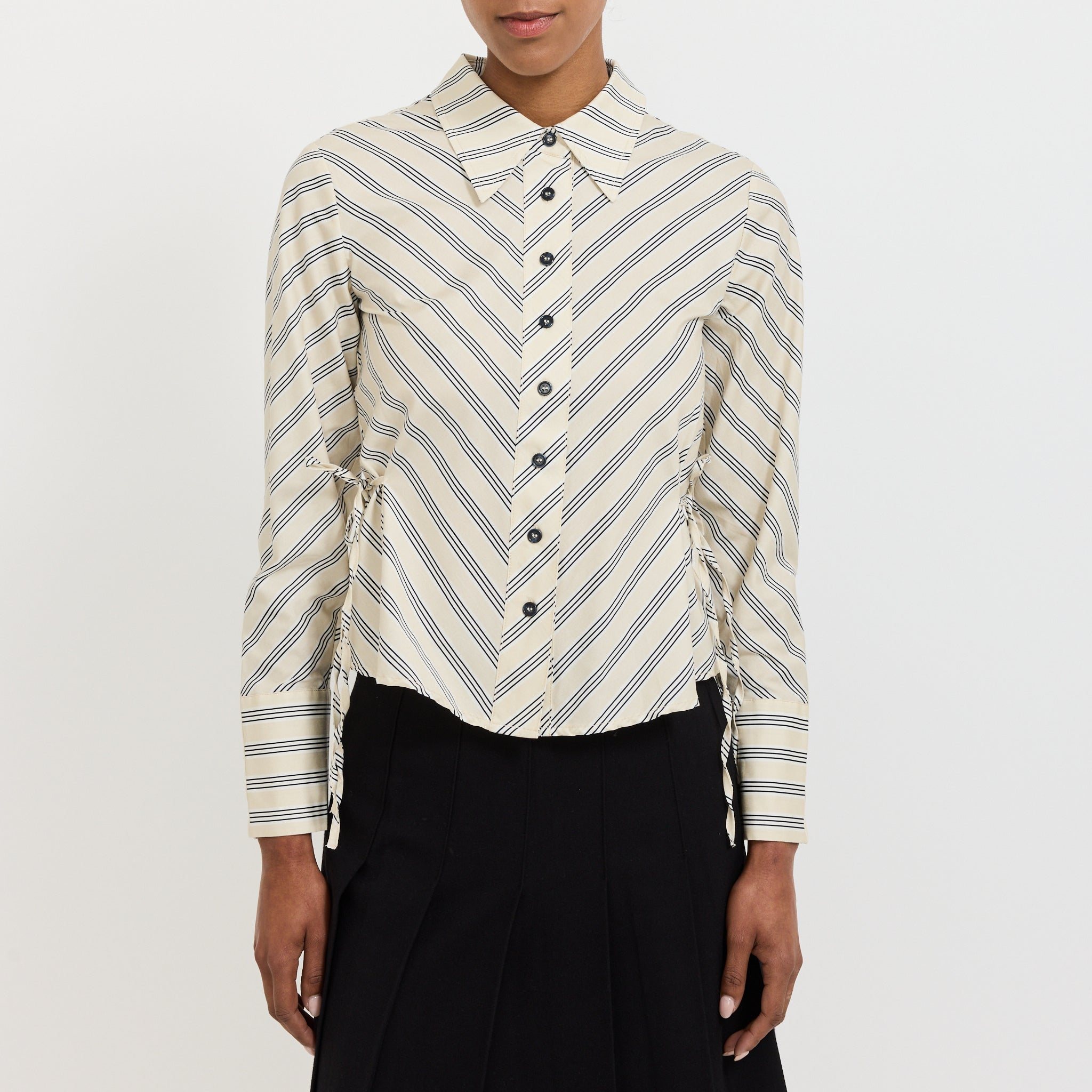 Opera Black/White Stripe Shirt Ecru