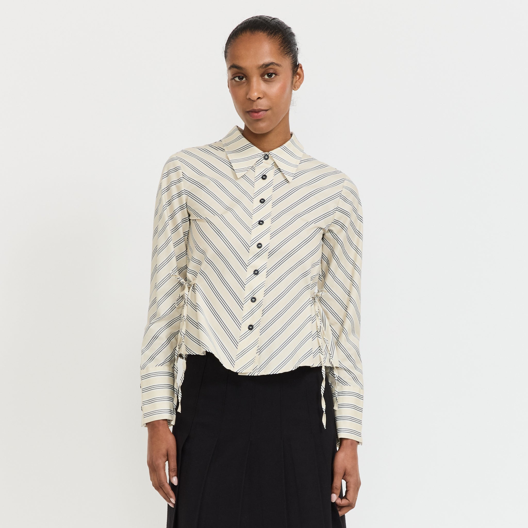 Opera Black/White Stripe Shirt Ecru