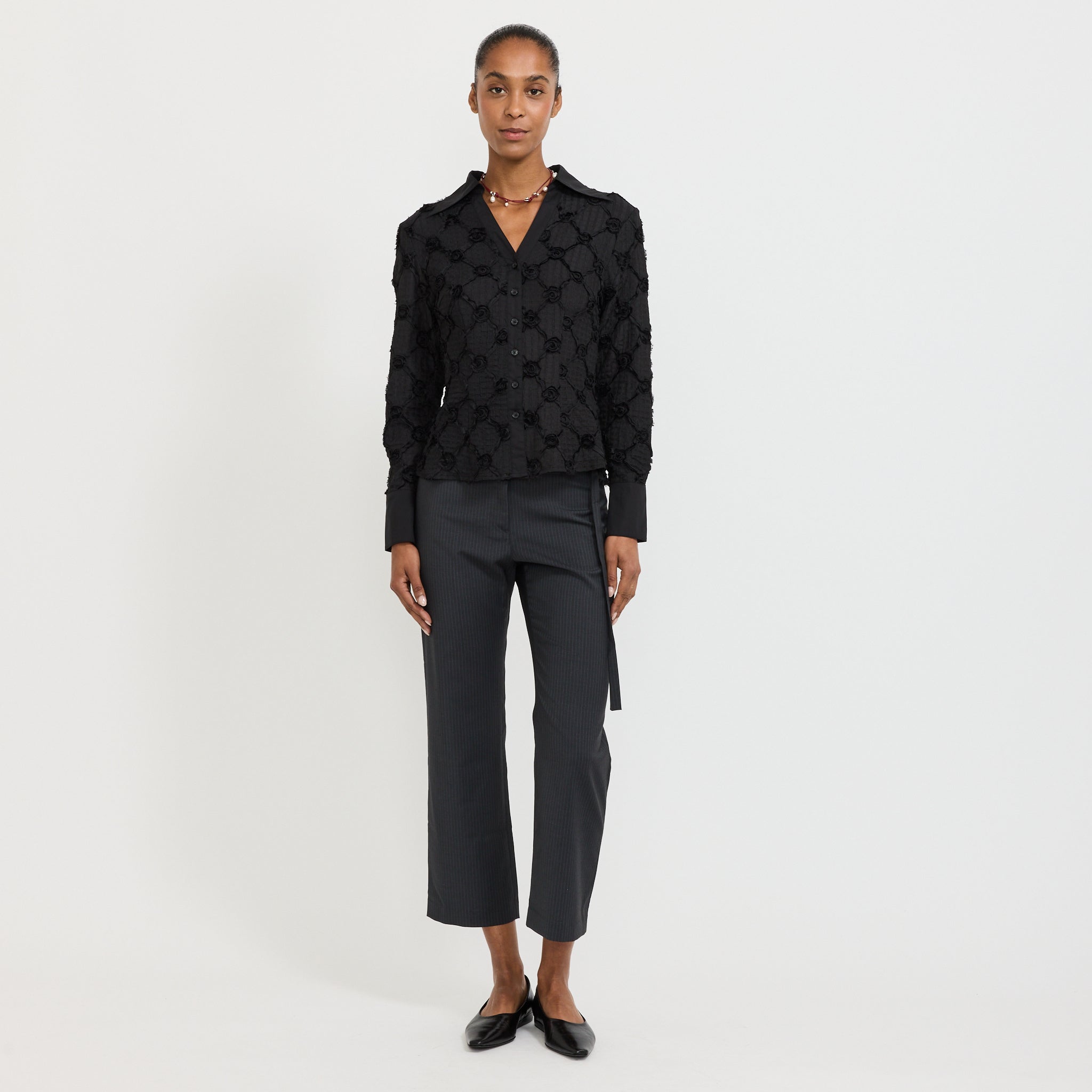Sally Textured Shirt Black