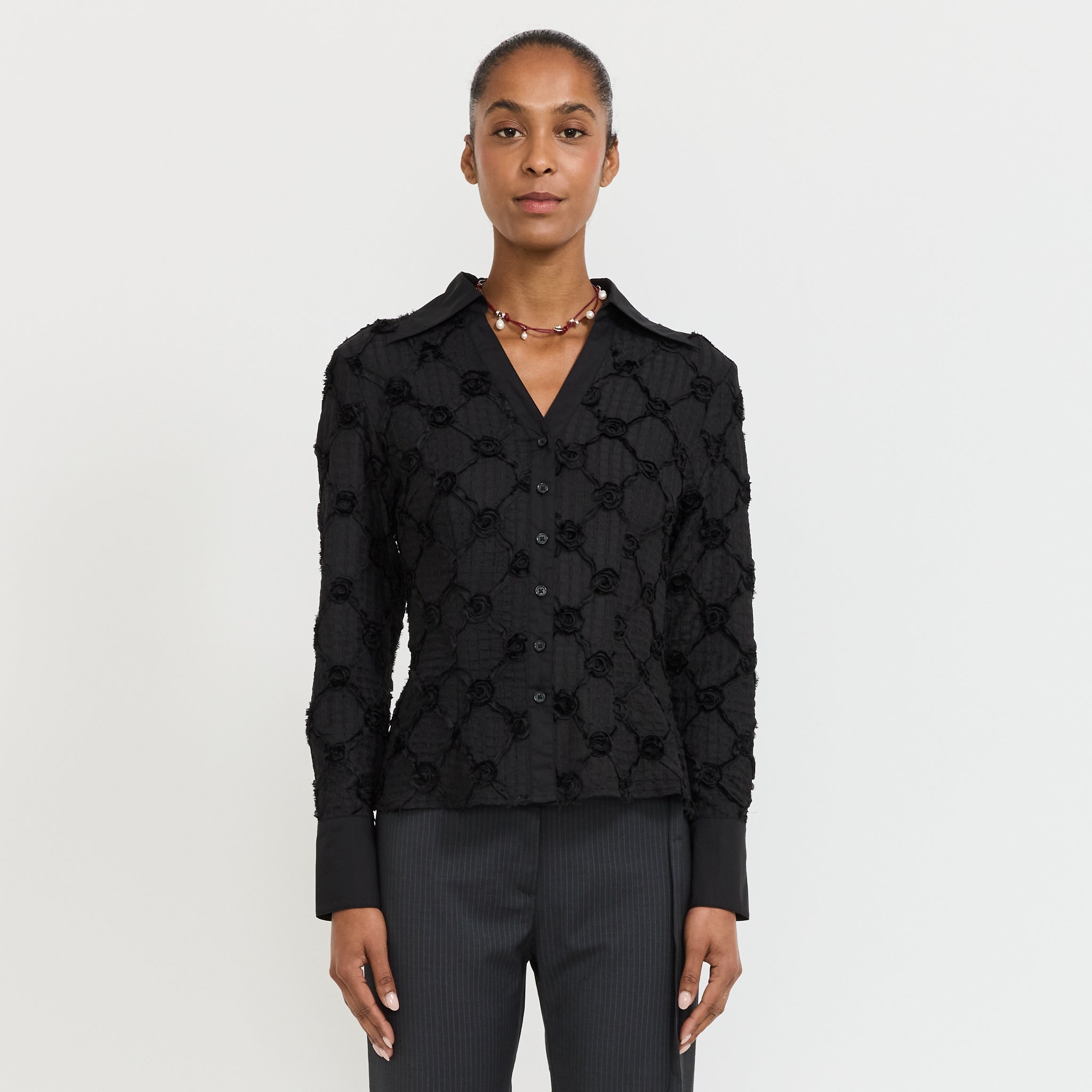 Sally Textured Shirt Black