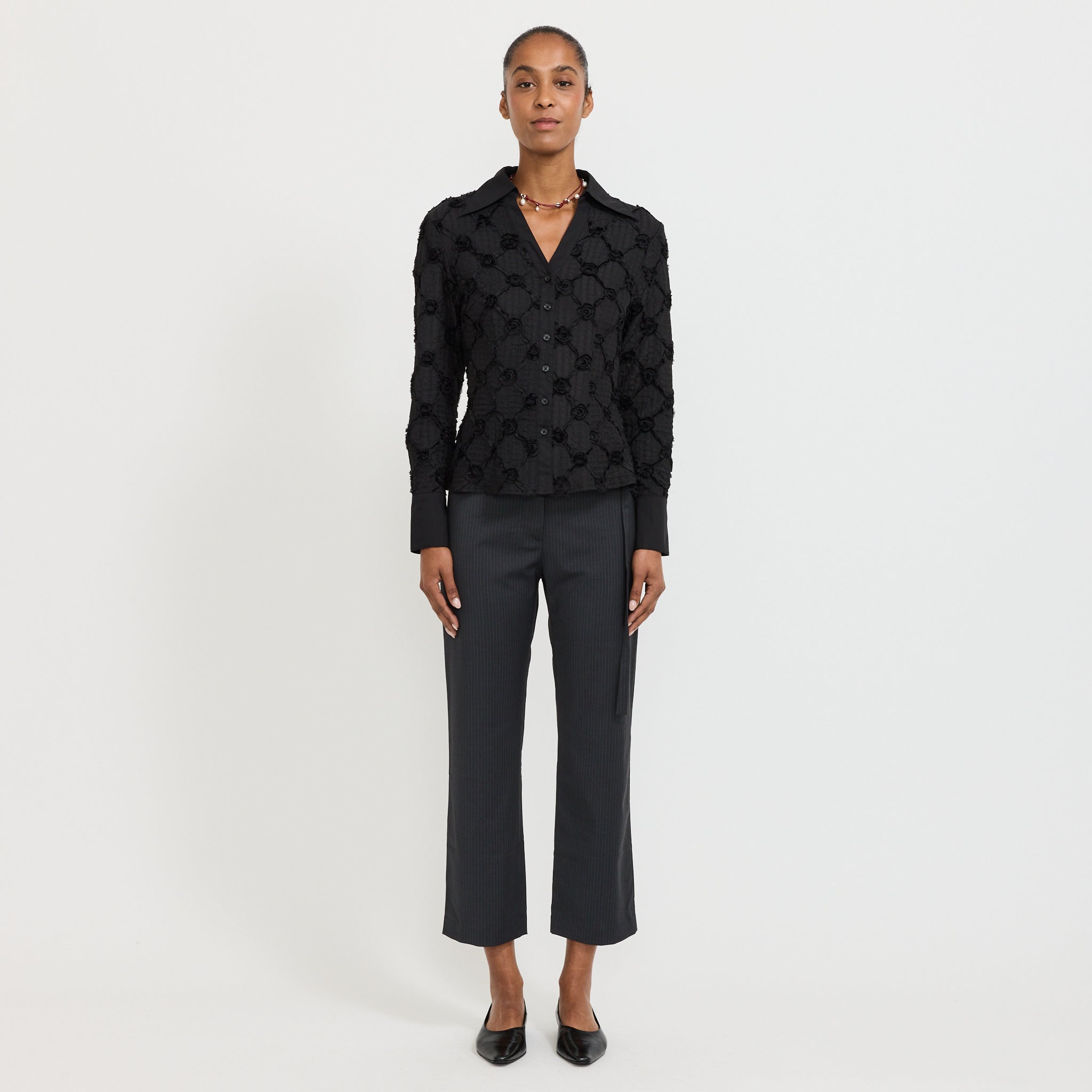 Sally Textured Shirt Black