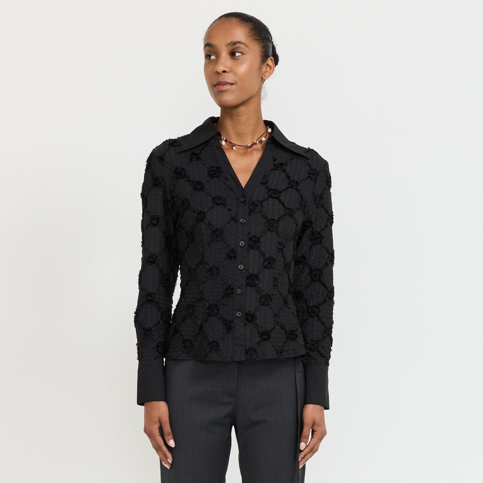 Sally Textured Shirt Black