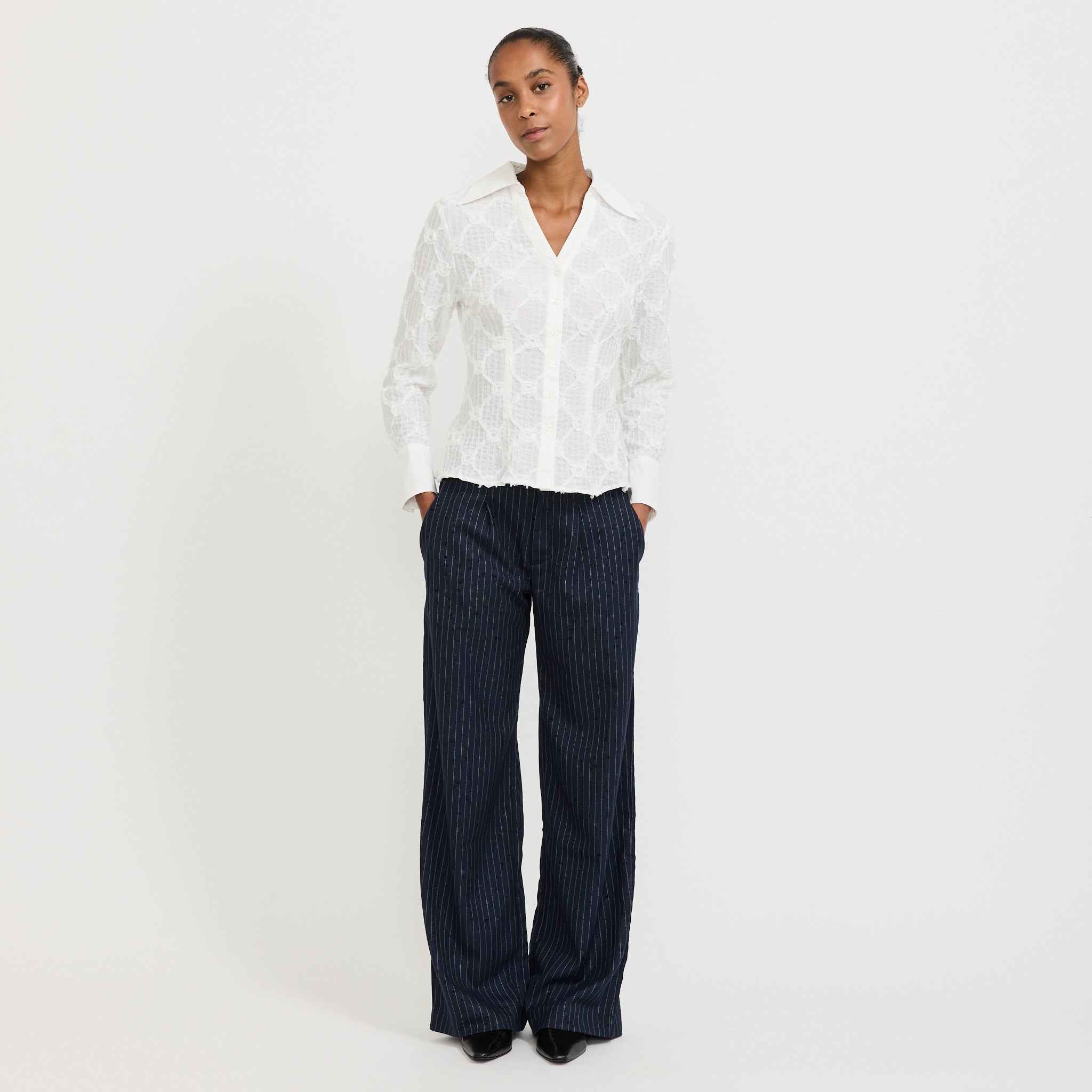 Sally Textured Shirt White