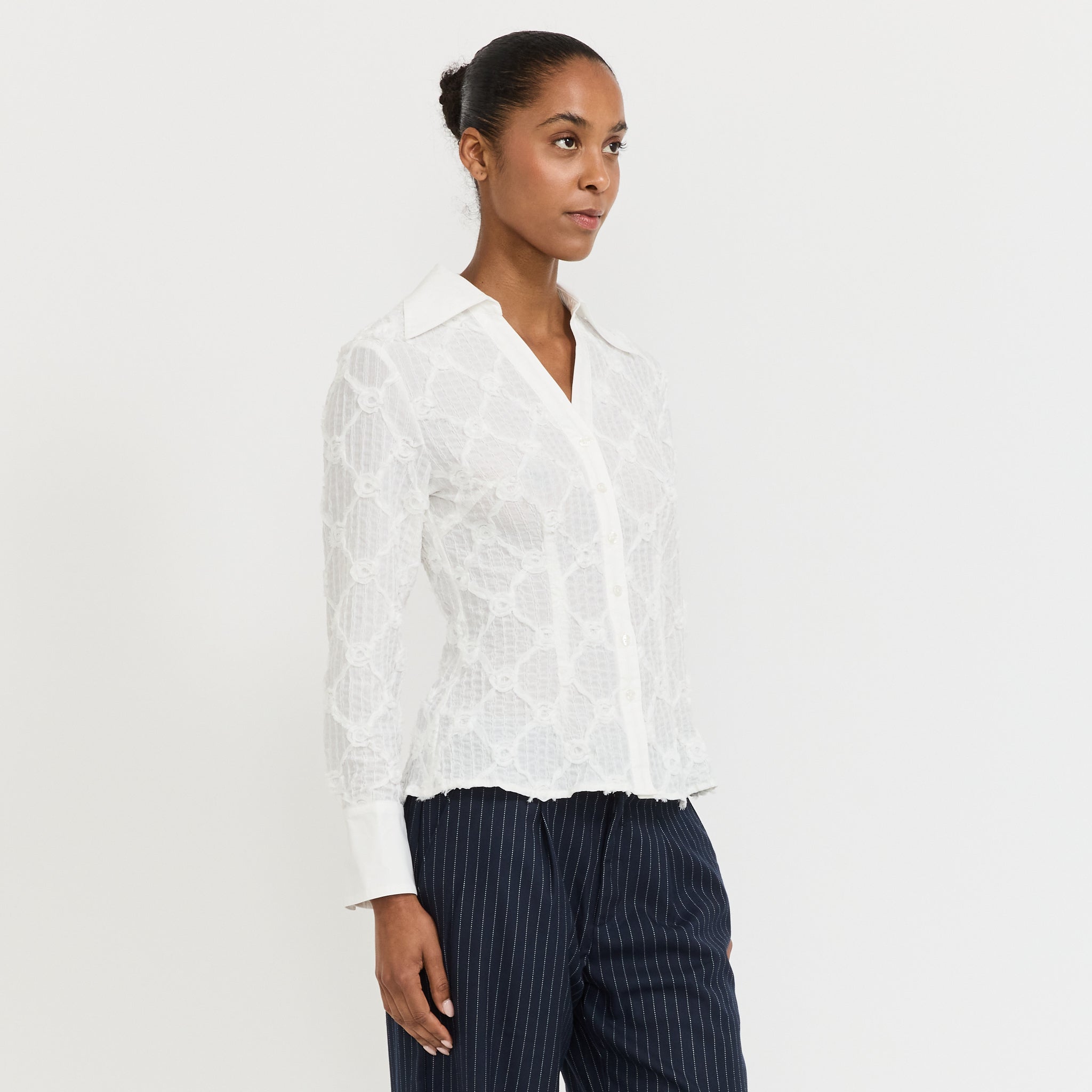 Sally Textured Shirt White