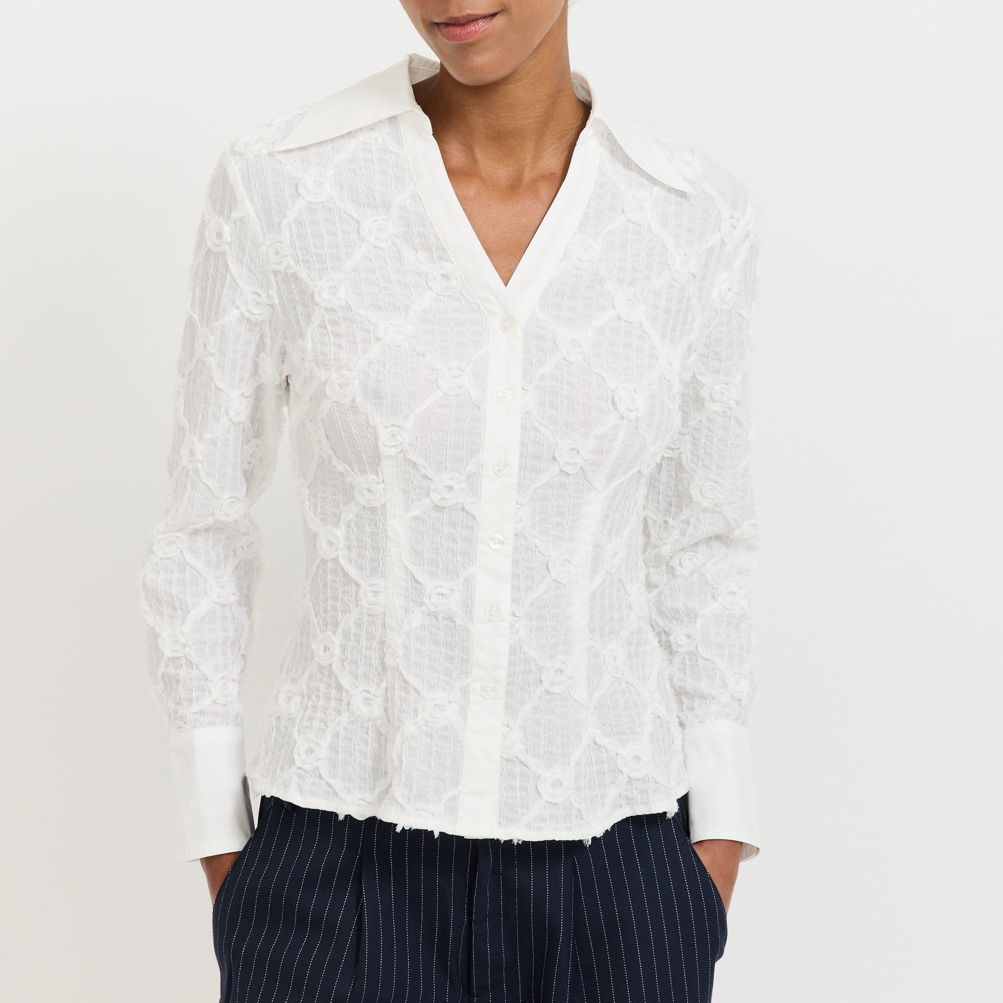 Sally Textured Shirt White