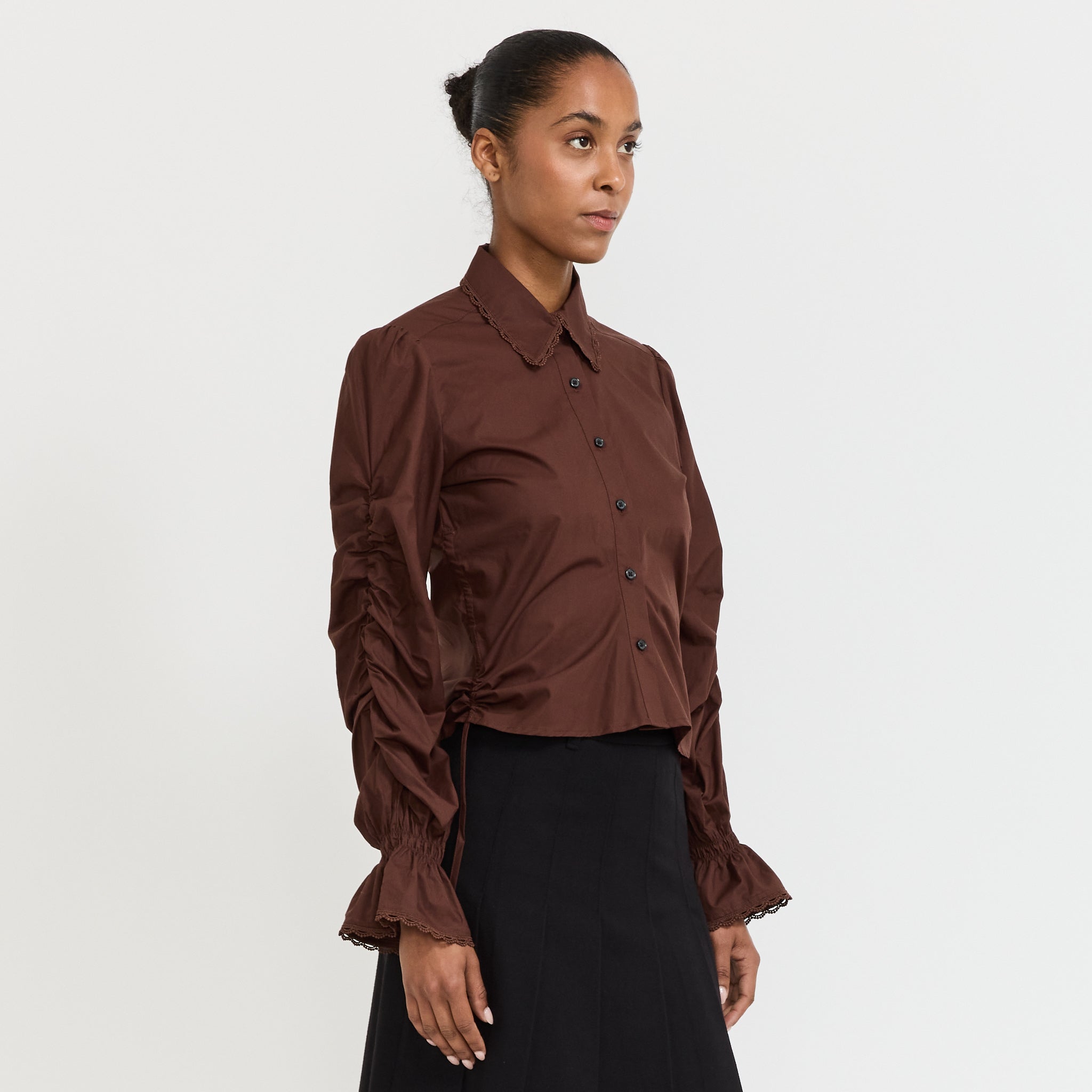 Sultana Ruched Shirt Brown