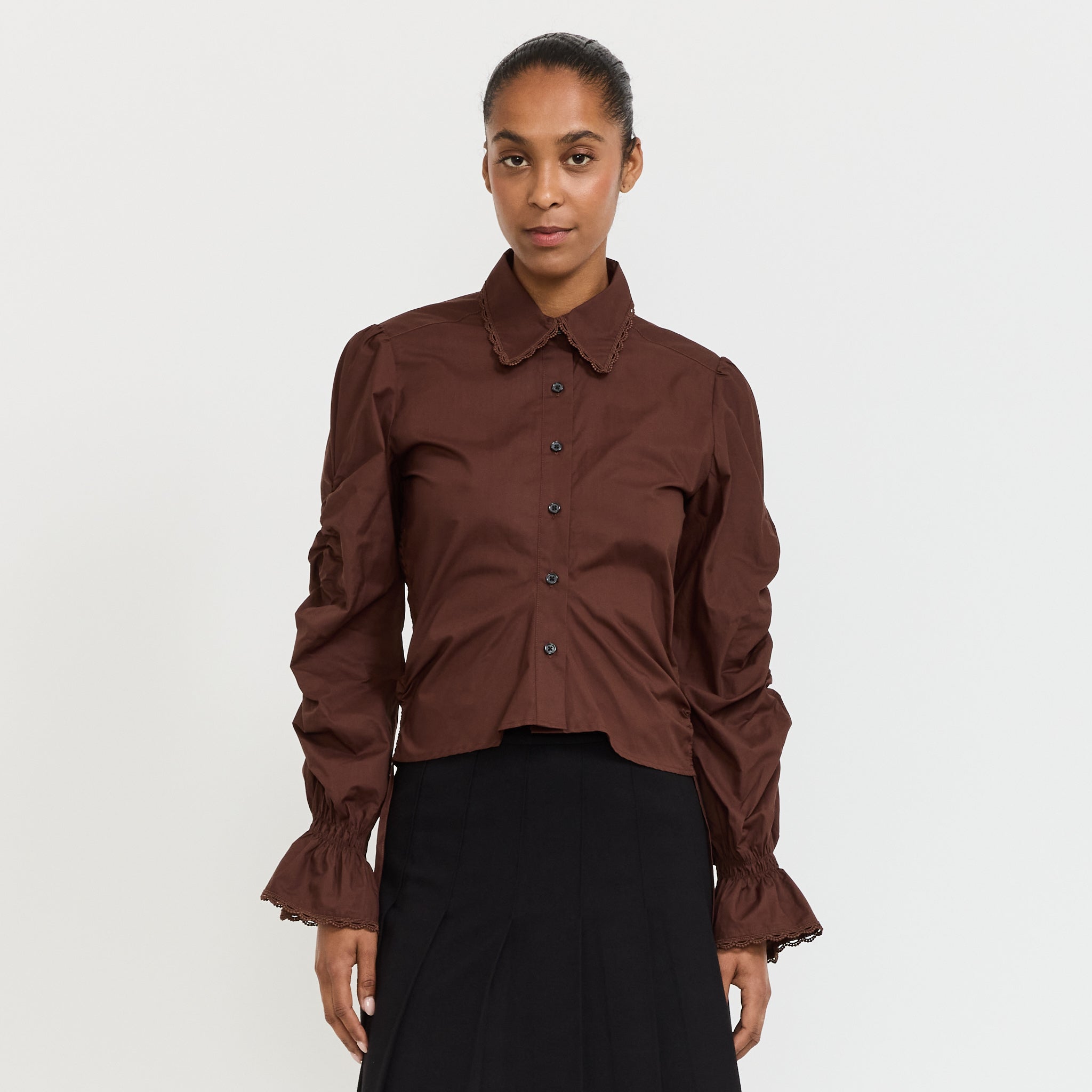 Sultana Ruched Shirt Brown