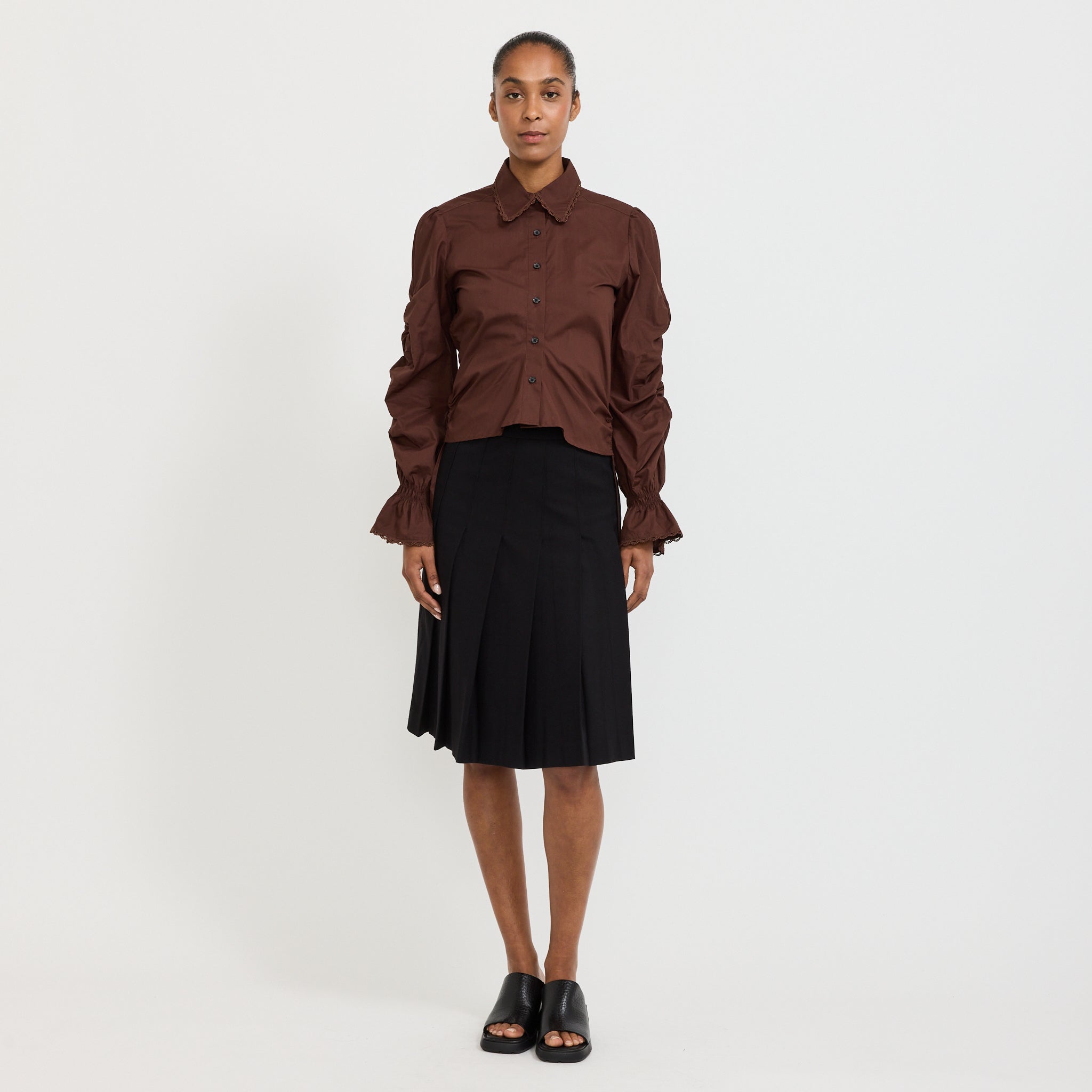 Sultana Ruched Shirt Brown