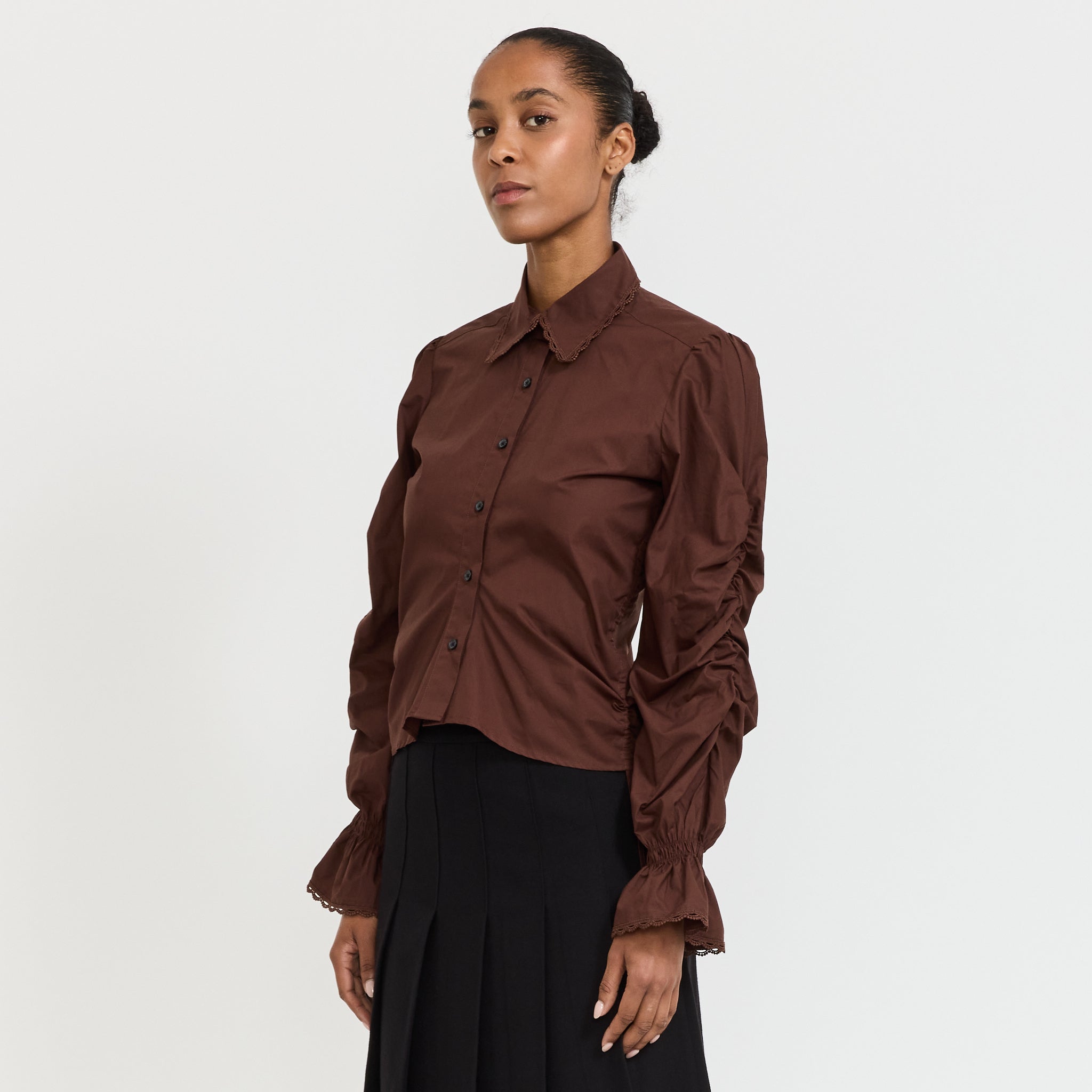 Sultana Ruched Shirt Brown