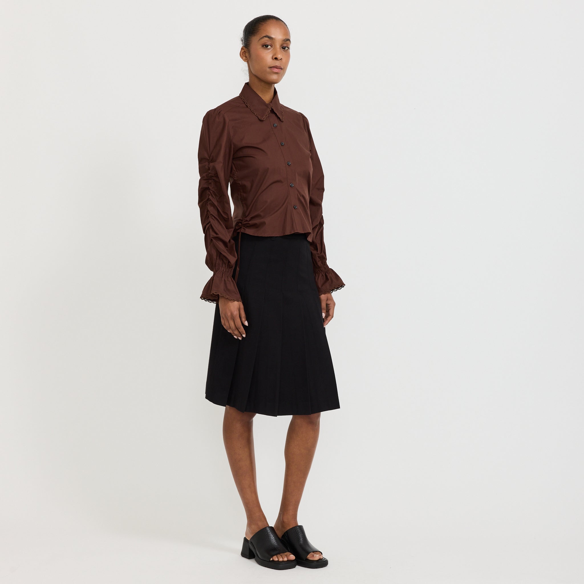 Sultana Ruched Shirt Brown