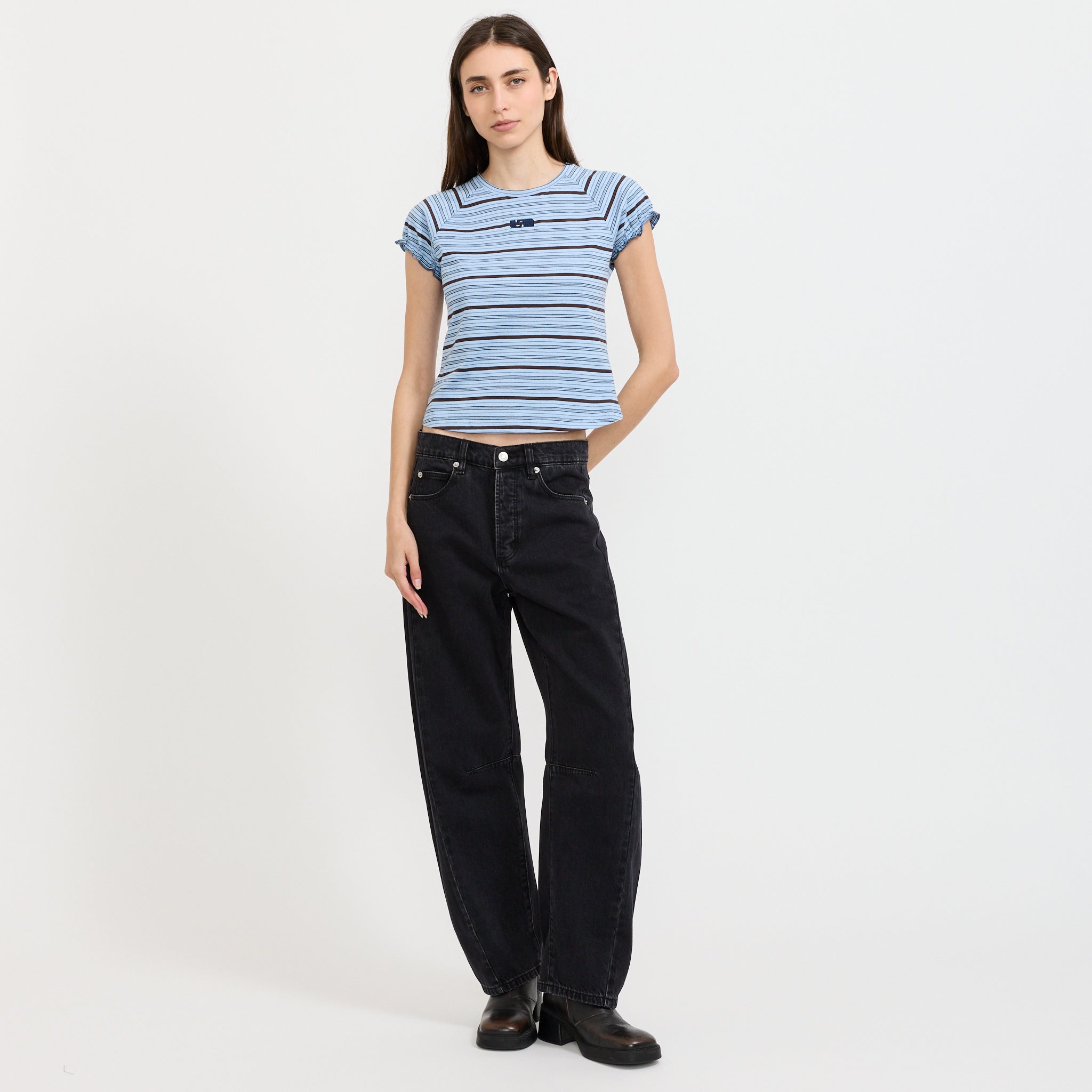 Zaira Blue Embroidered Logo T-Shirt Blue