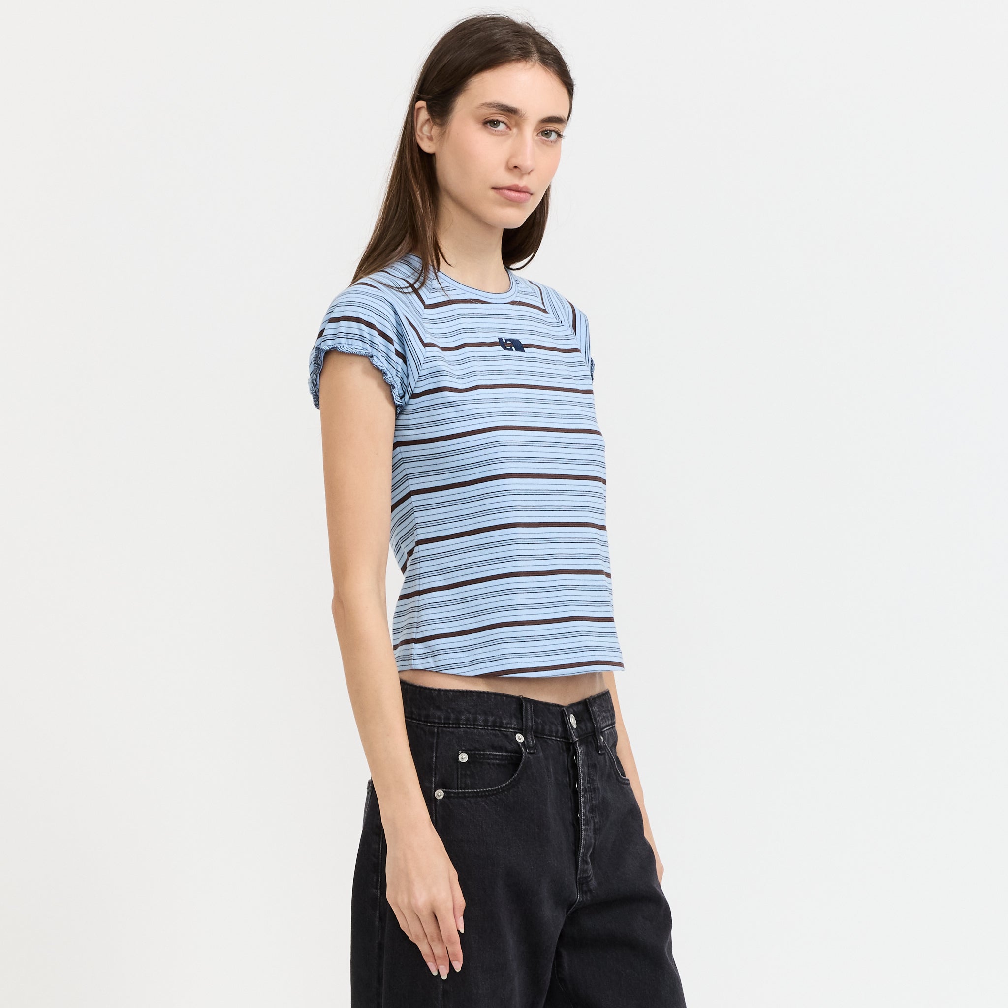 Zaira Blue Embroidered Logo T-Shirt Blue