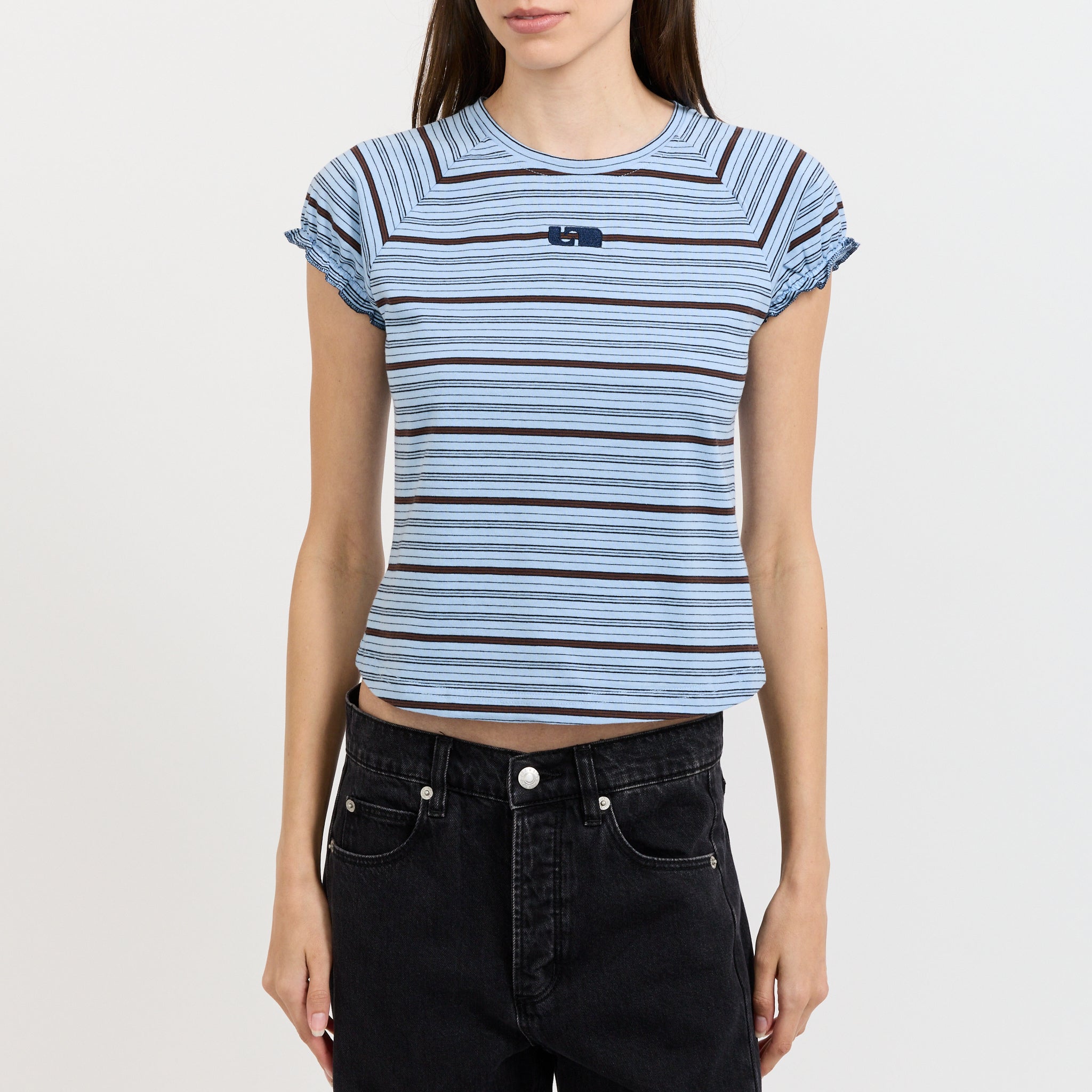 Zaira Blue Embroidered Logo T-Shirt Blue