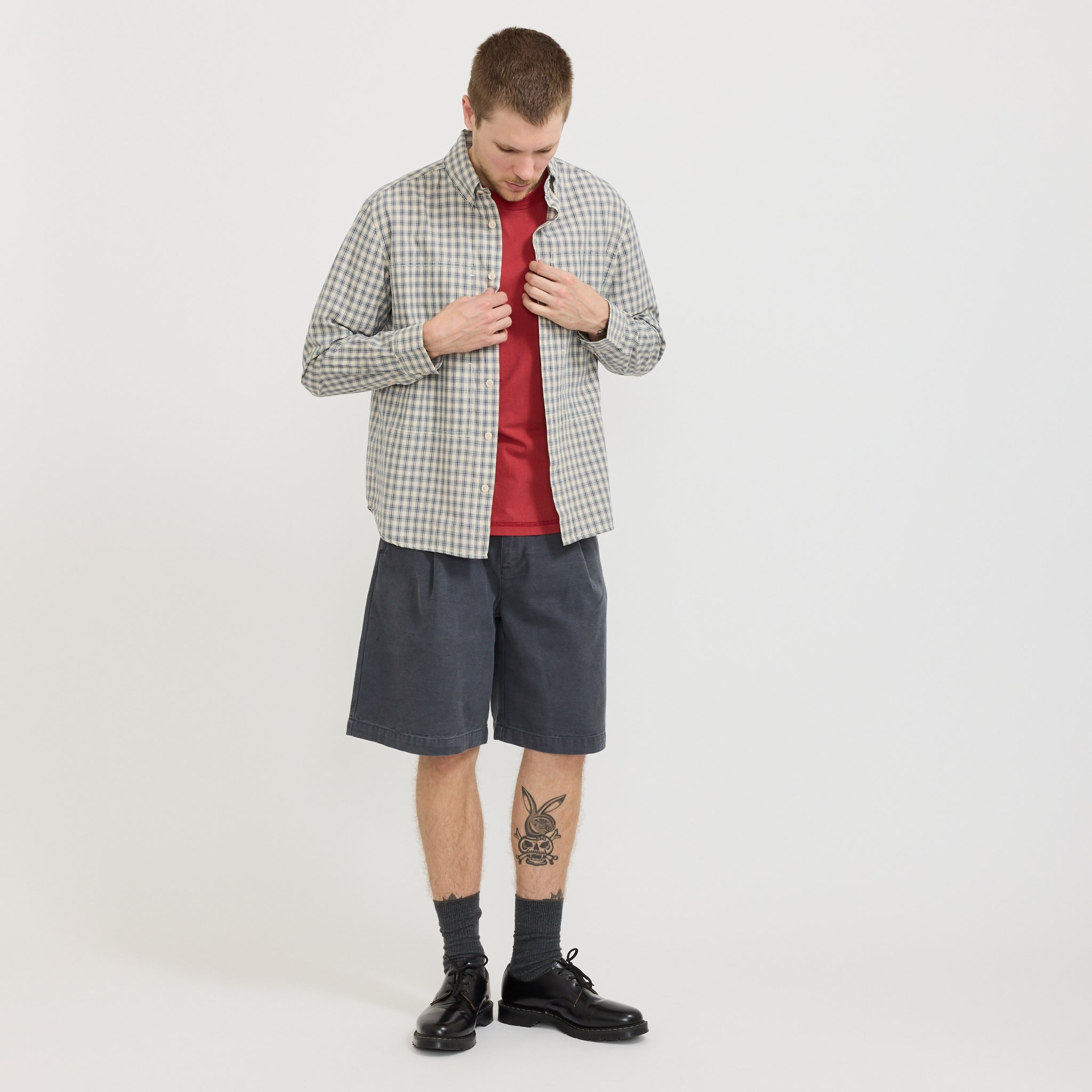 Cliff Long Sleeve Shirt Natural Plaid