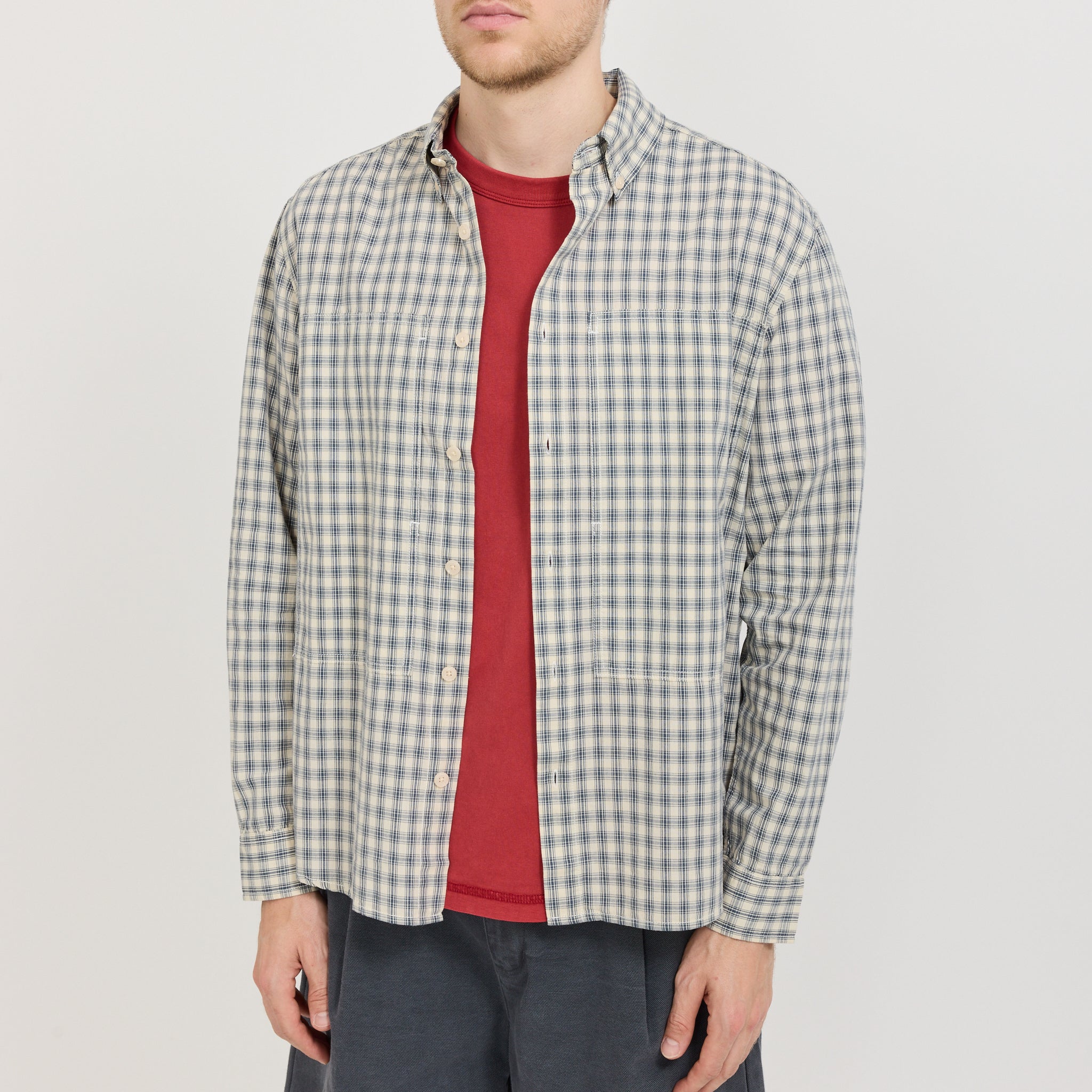 Cliff Long Sleeve Shirt Natural Plaid
