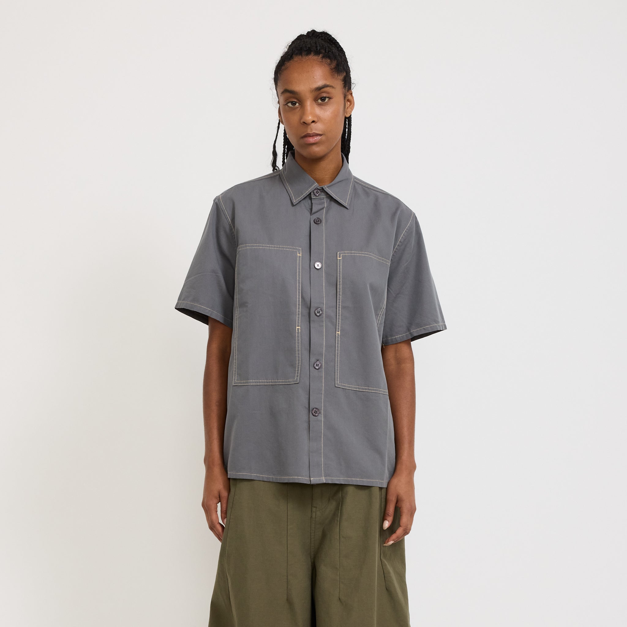 Womens Cliff Short Sleeve Shirt Charcoal
