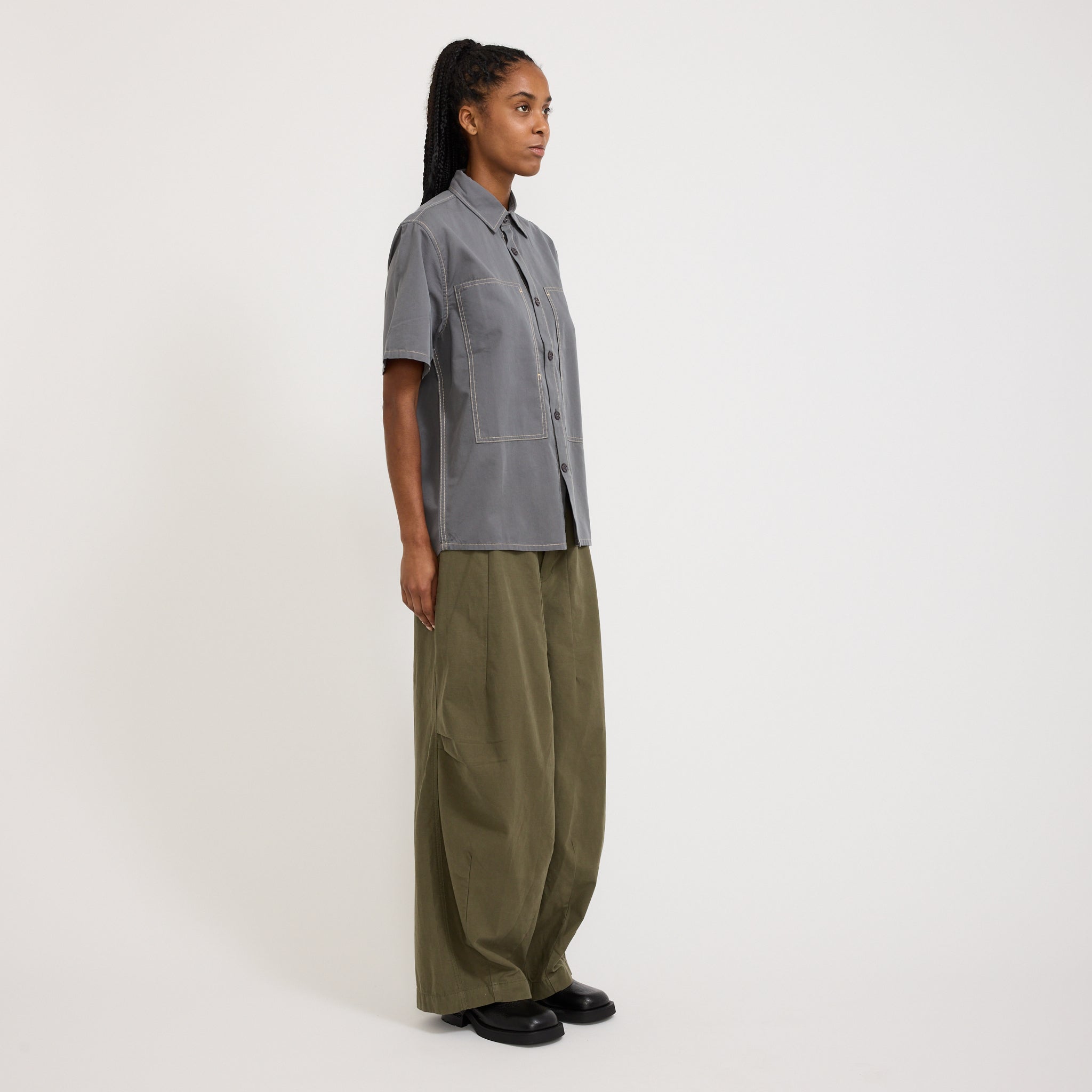 Womens Cliff Short Sleeve Shirt Charcoal