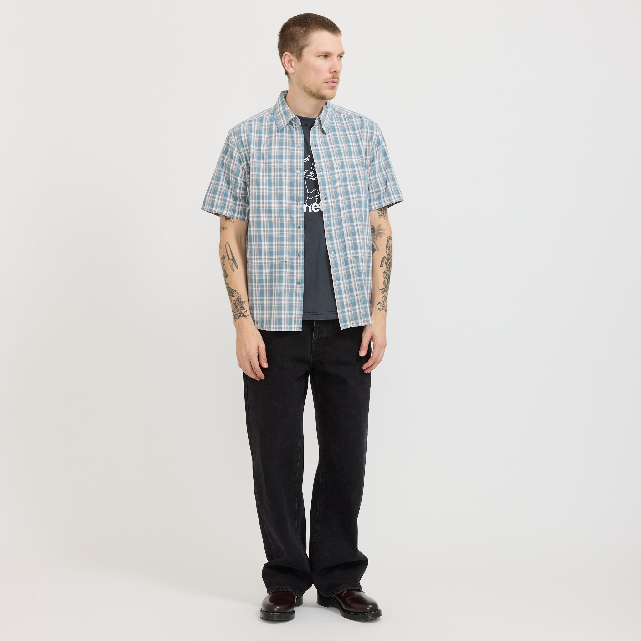 Cliff Short Sleeve Shirt Petrol Plaid