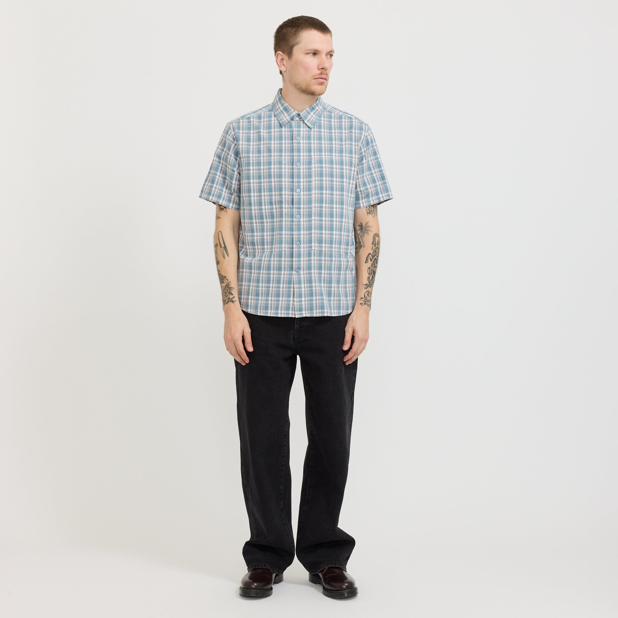 Cliff Short Sleeve Shirt Petrol Plaid