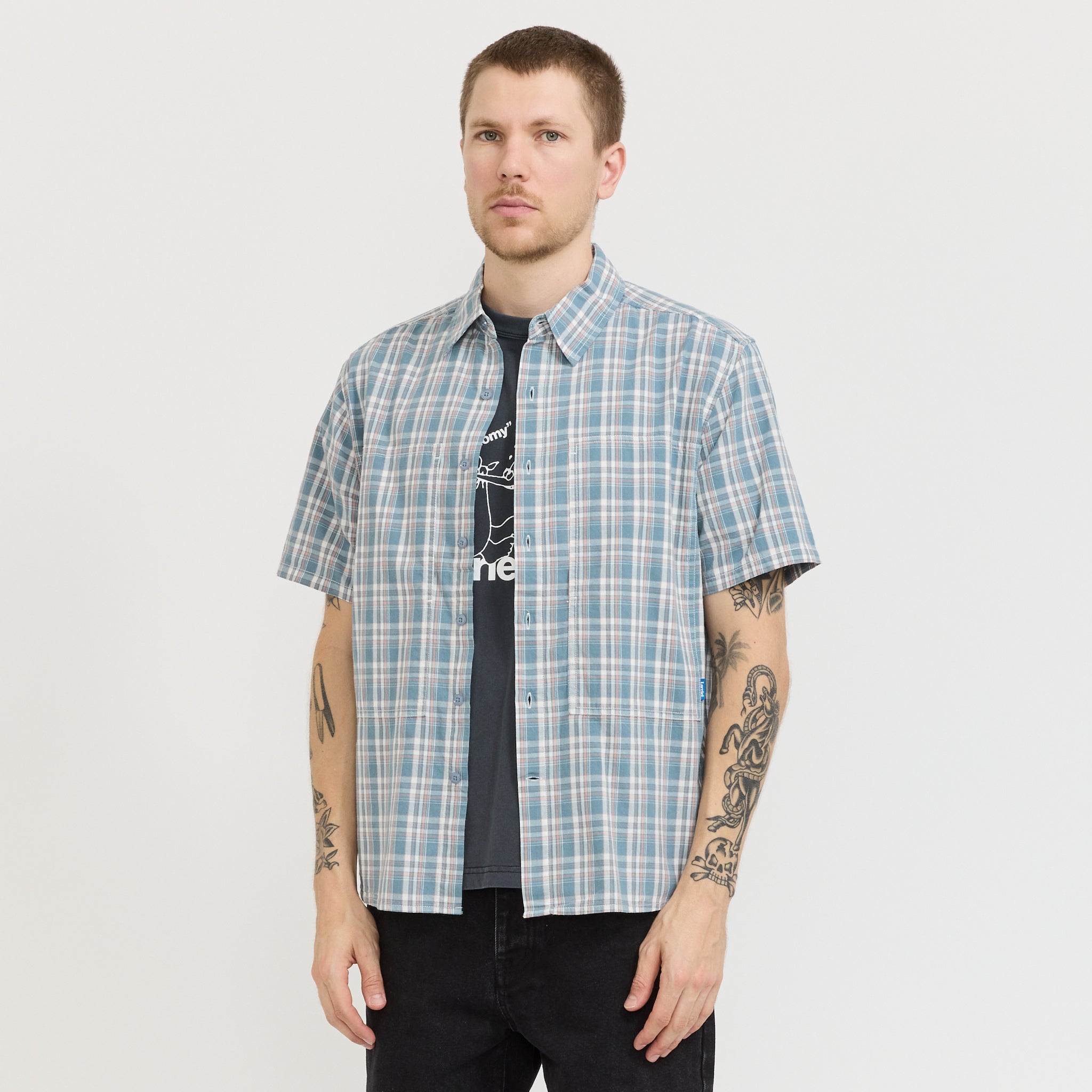 Cliff Short Sleeve Shirt Petrol Plaid