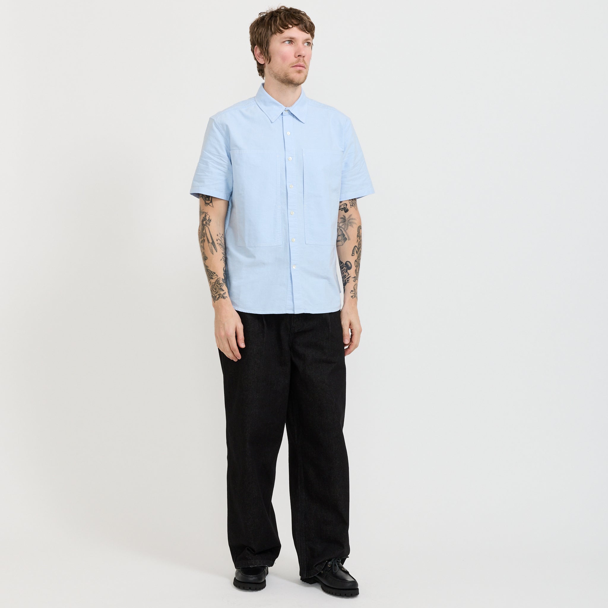 Cliff Short Sleeve Shirt Blue Oxford