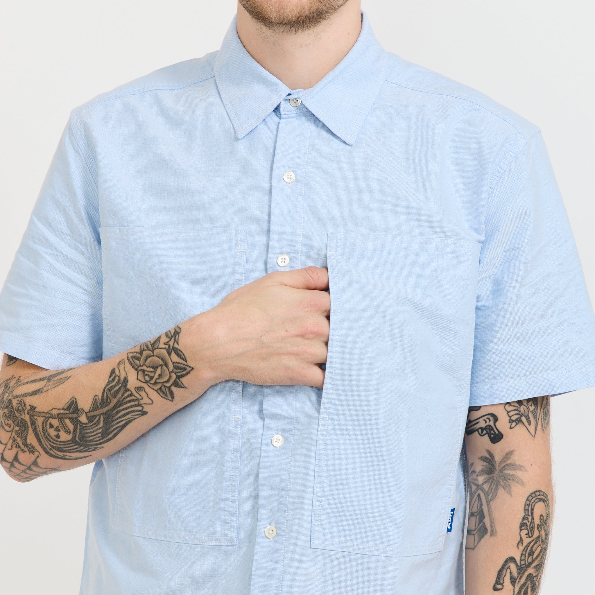 Cliff Short Sleeve Shirt Blue Oxford