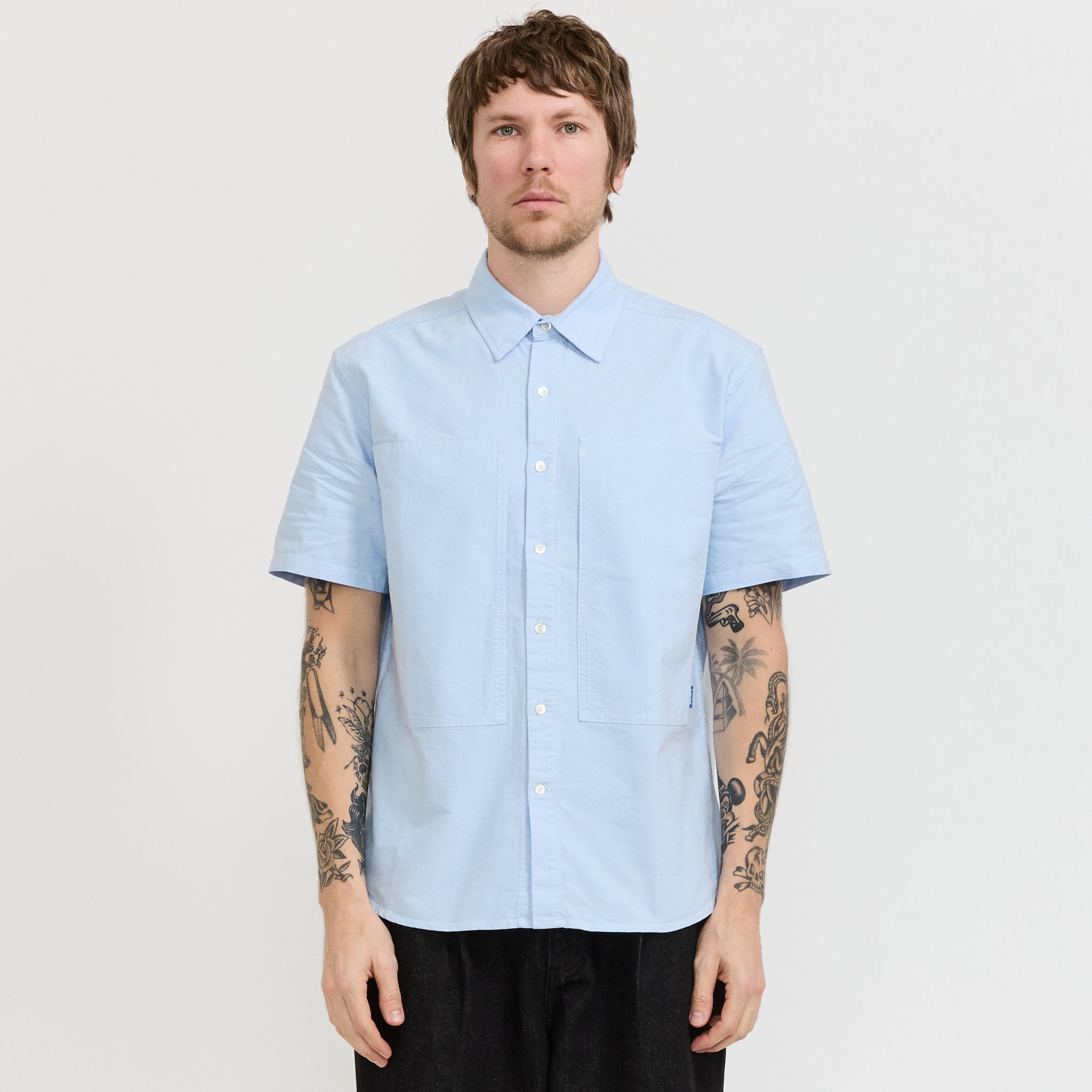 Cliff Short Sleeve Shirt Blue Oxford