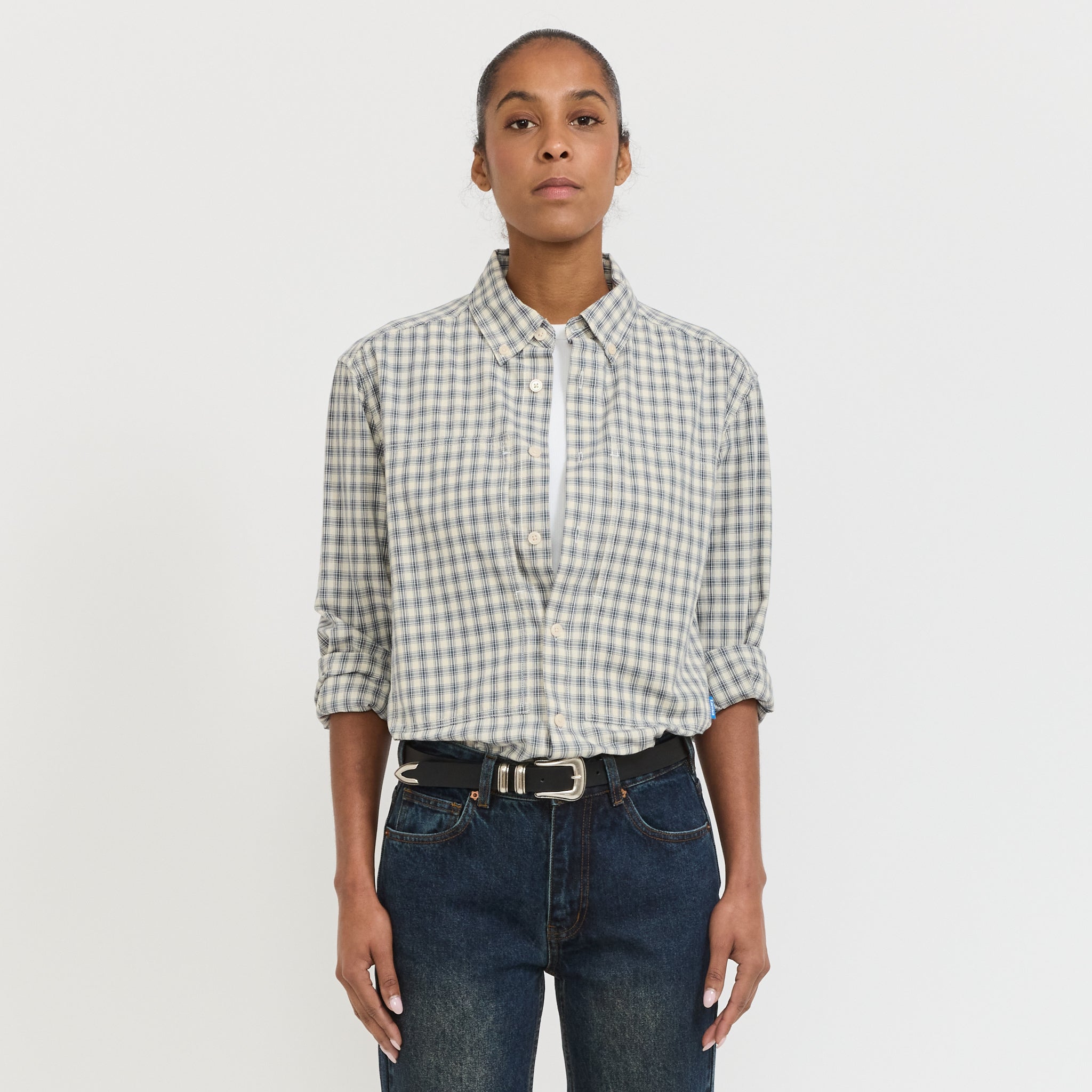 Womens Cliff Long Sleeve Shirt Natural Plaid