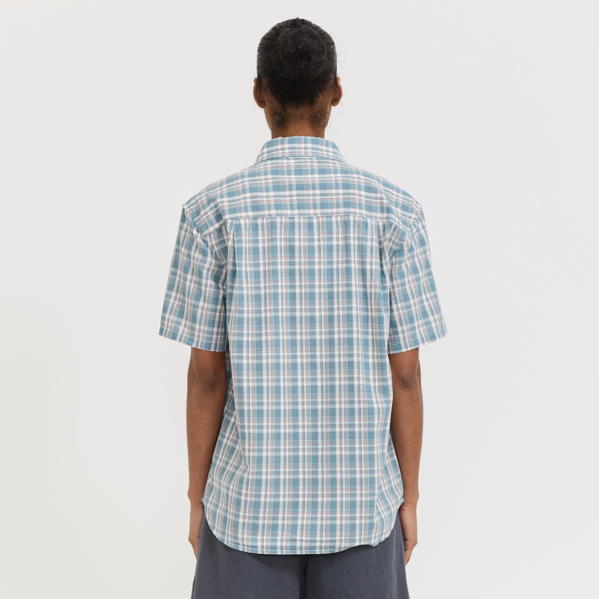 Womens Cliff Short Sleeve Shirt Petrol Plaid