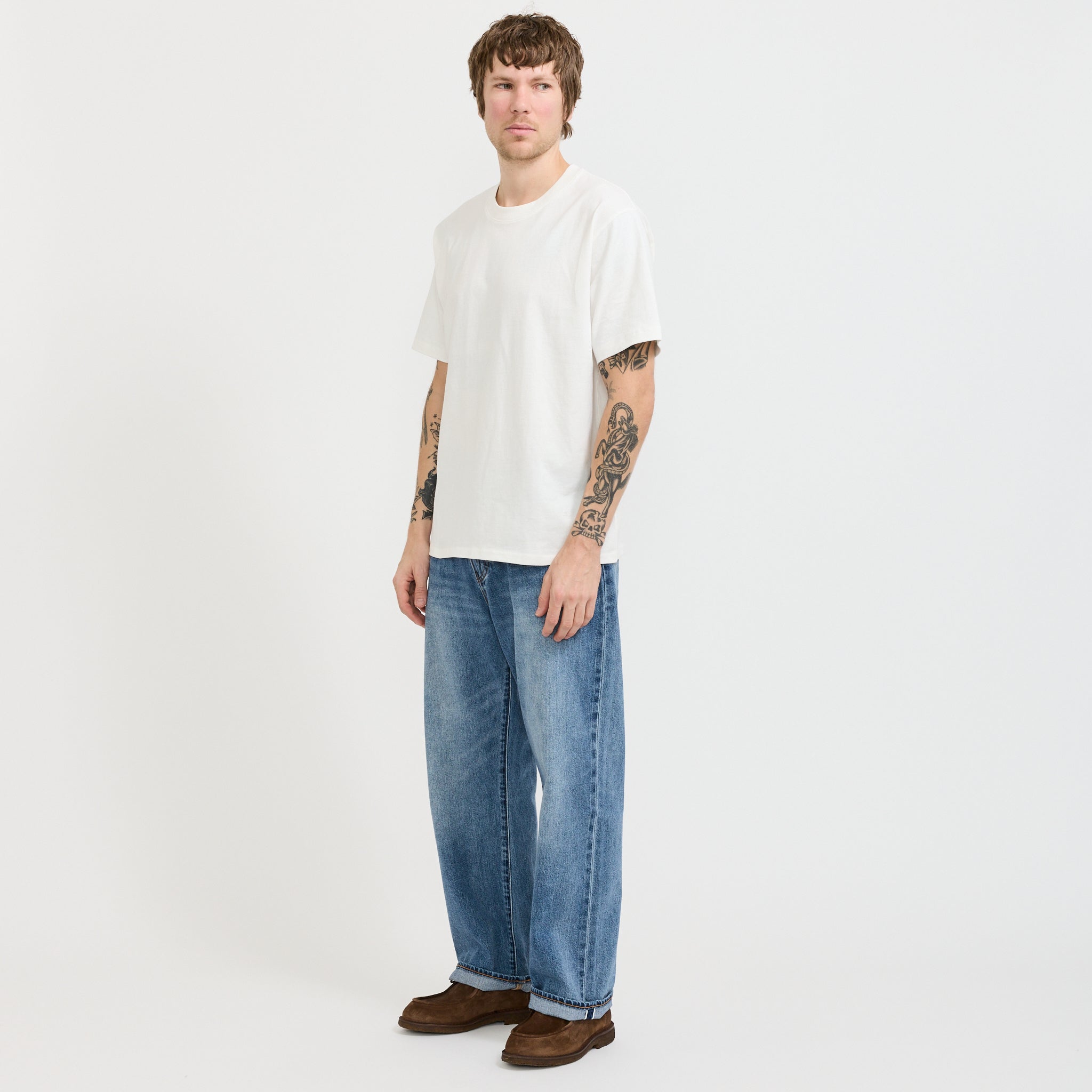 Blue Tab Relaxed Tee White