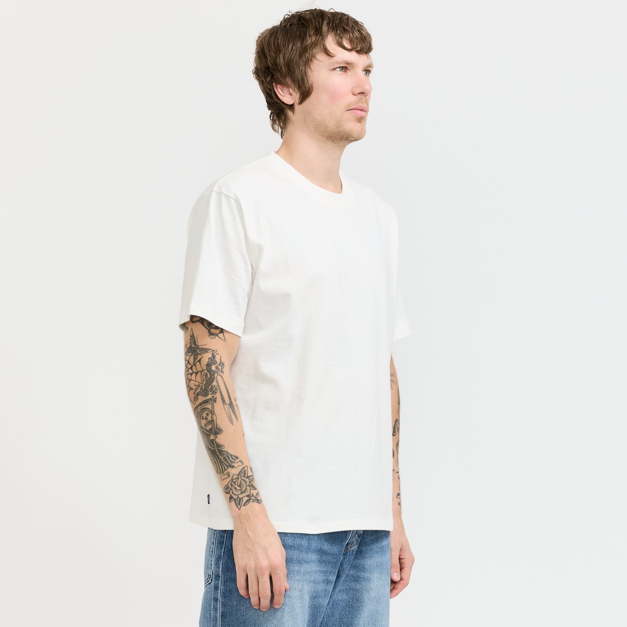Blue Tab Relaxed Tee White