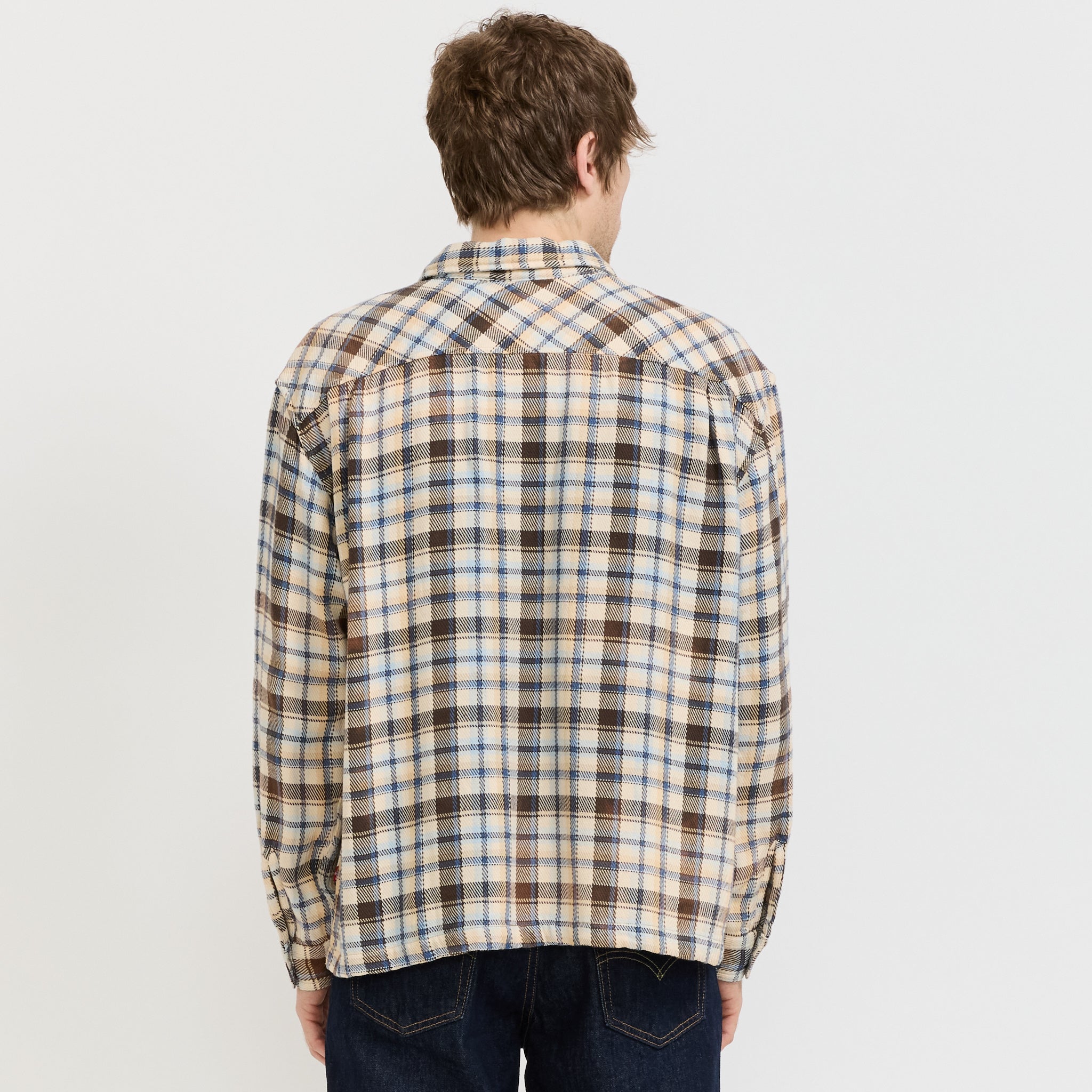 L/S Boxy Western Shirt Tanner Plaid Whitecap Grey