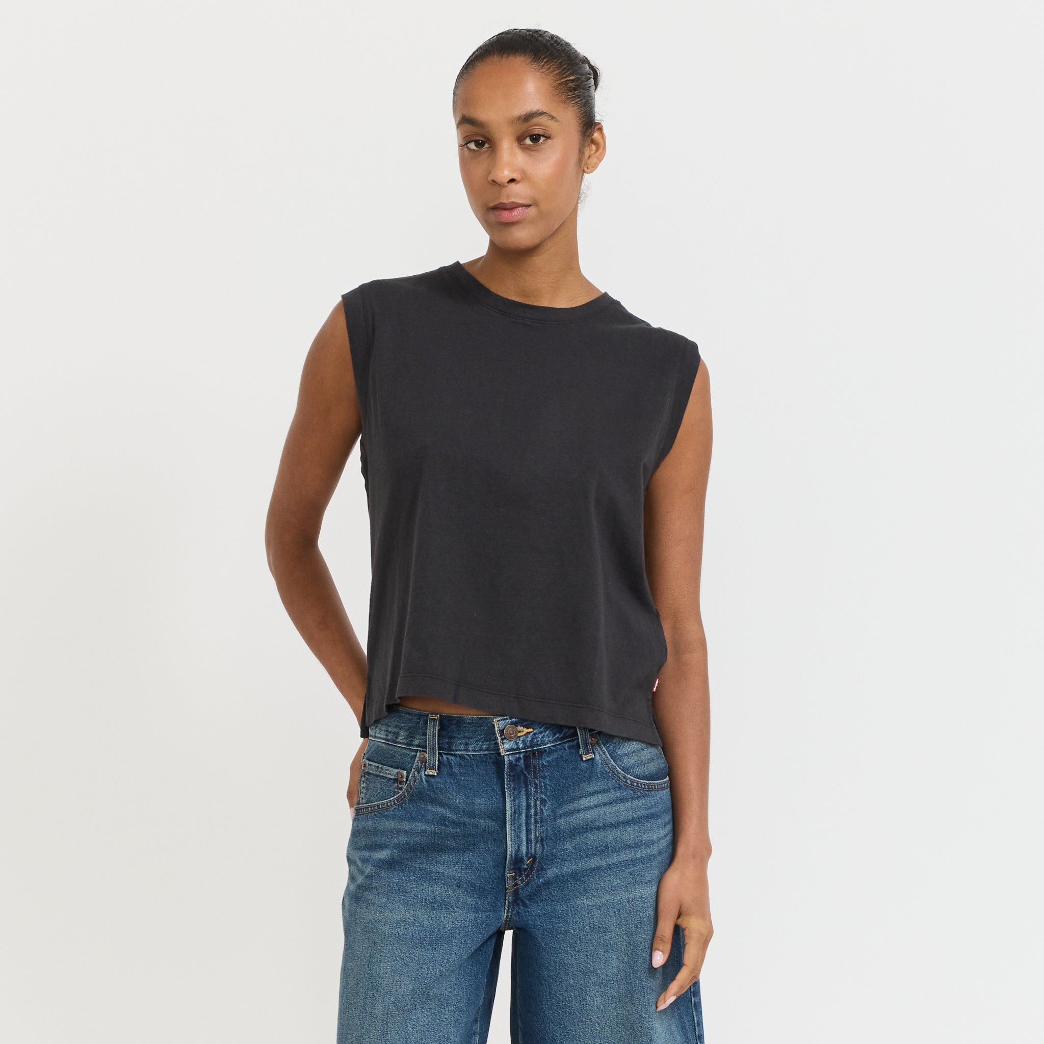 Boxy Tank Caviar Slub