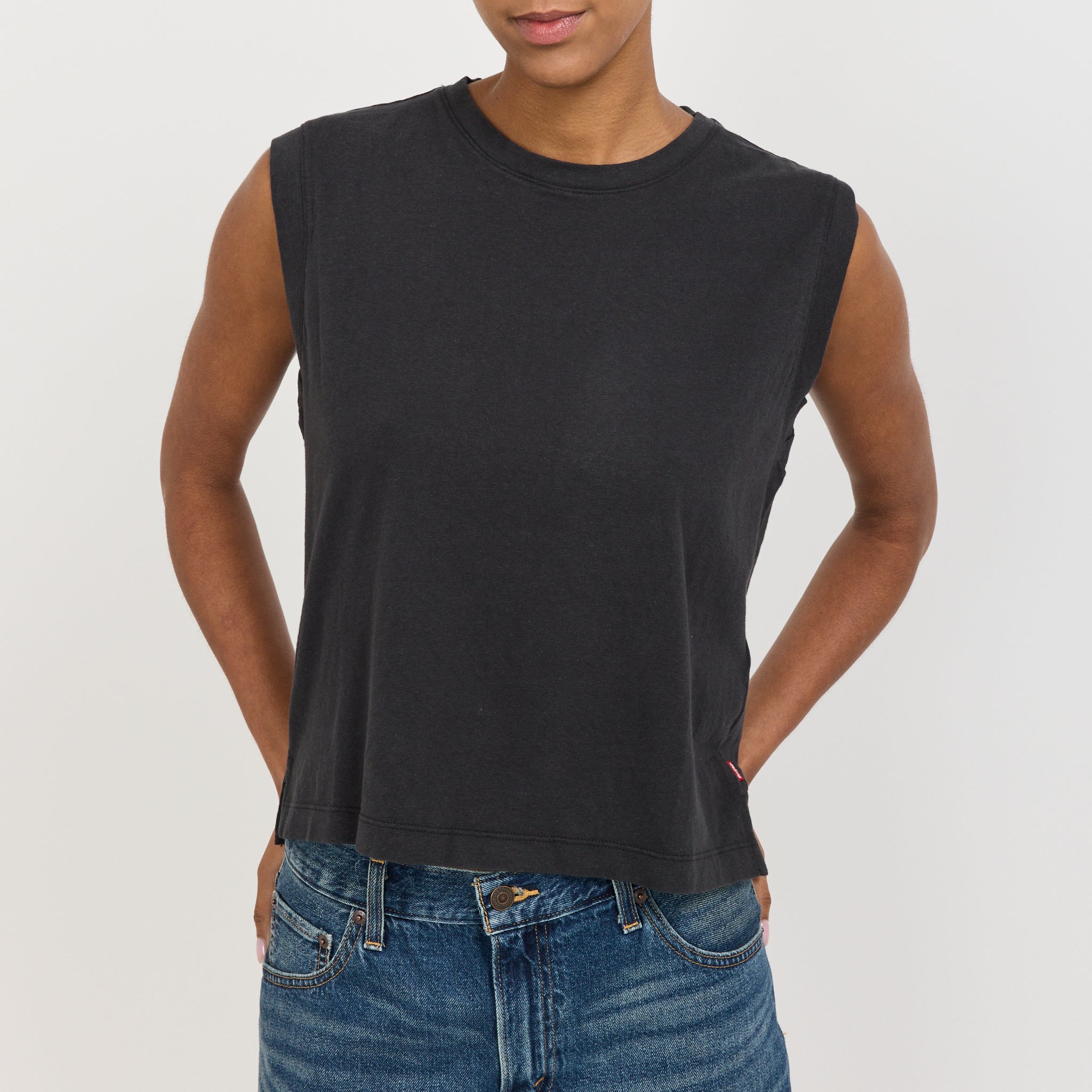 Boxy Tank Caviar Slub