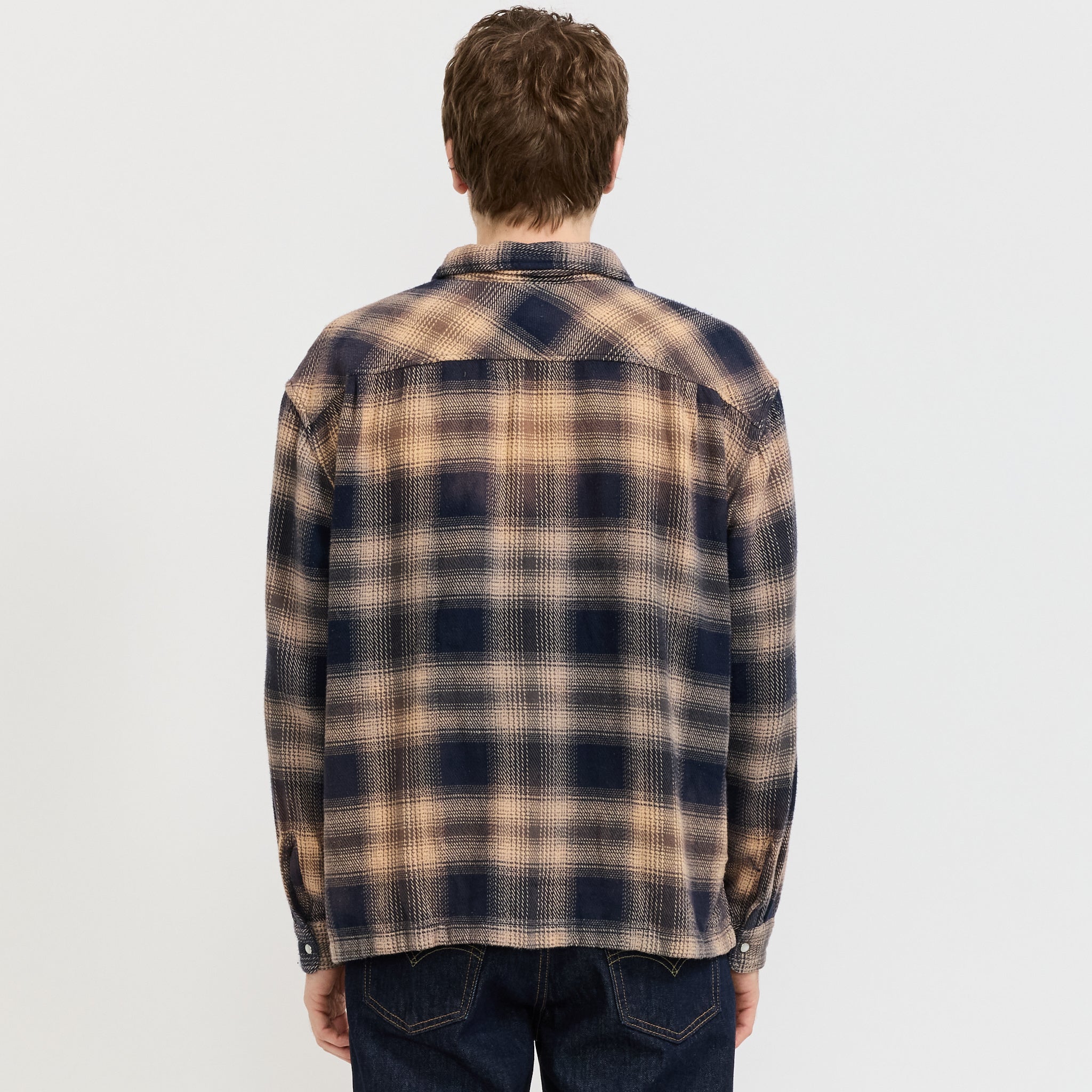 L/S Boxy Western Shirt Pier 89 Plaid Blue/Cream