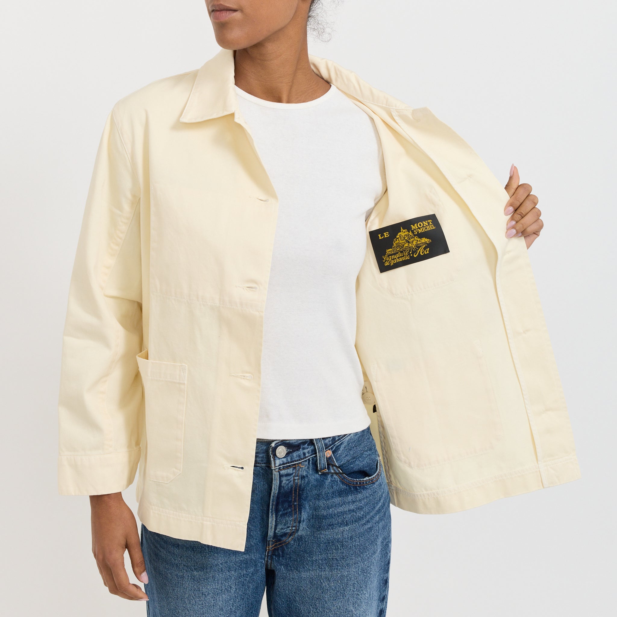 Le Mont Saint Michel Gabardine Work Jacket Ivory | Maplestore