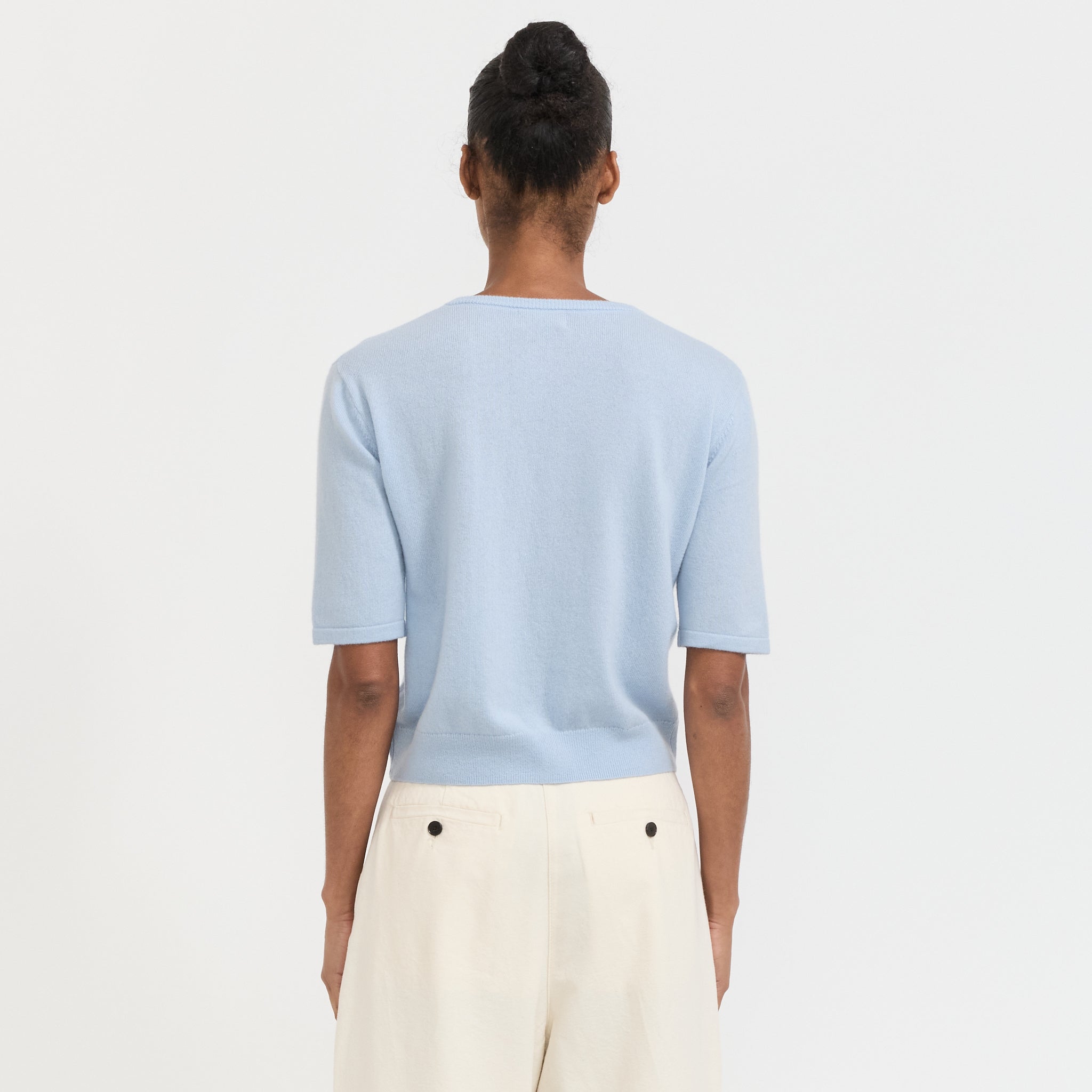 Le Mont Saint Michel | Sirma Short Sleeve Cardigan Sky | Maplestore