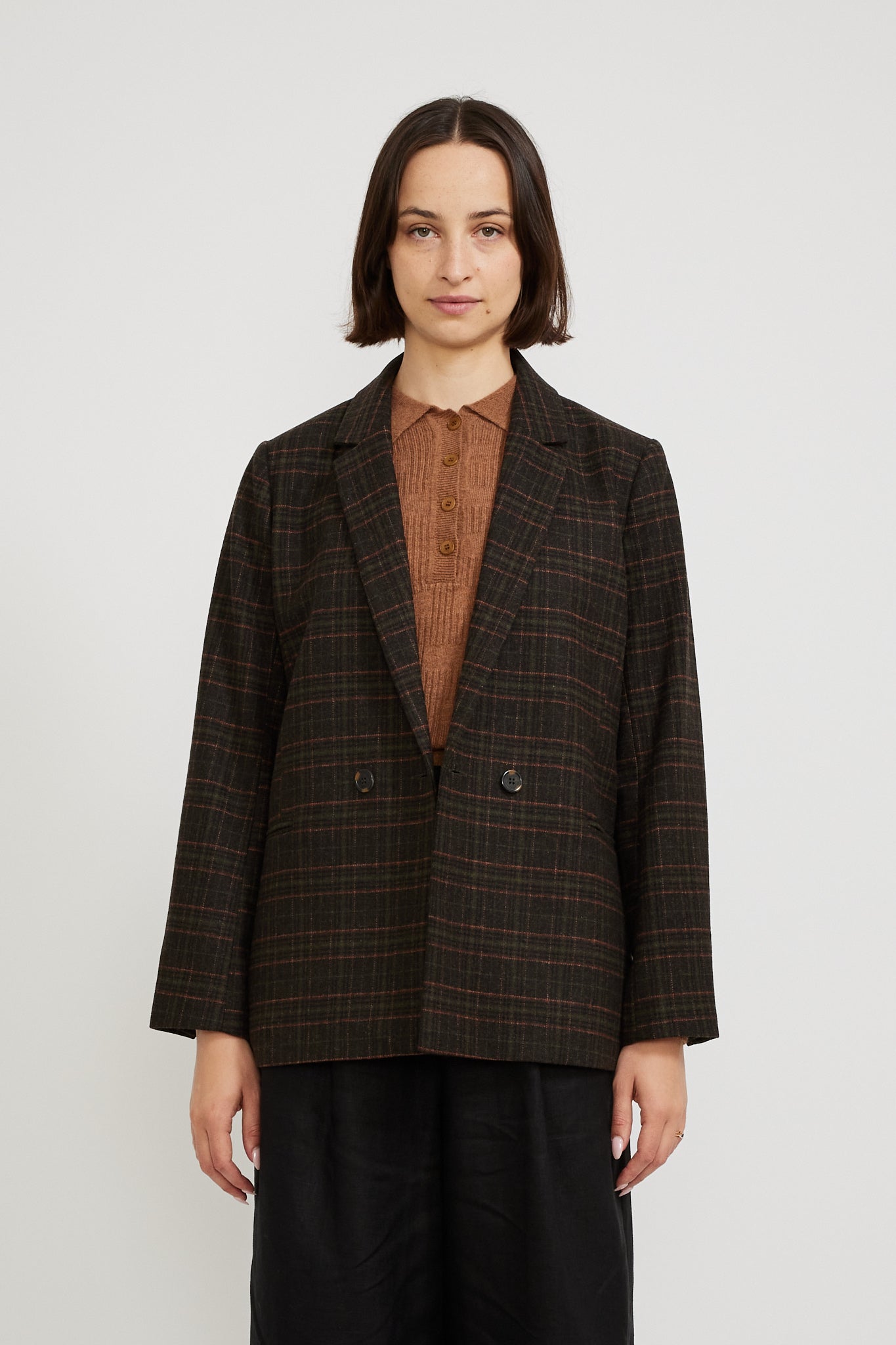 Le Mont Saint Michel | Valina Herringbone Blazer Tartan | Maplestore