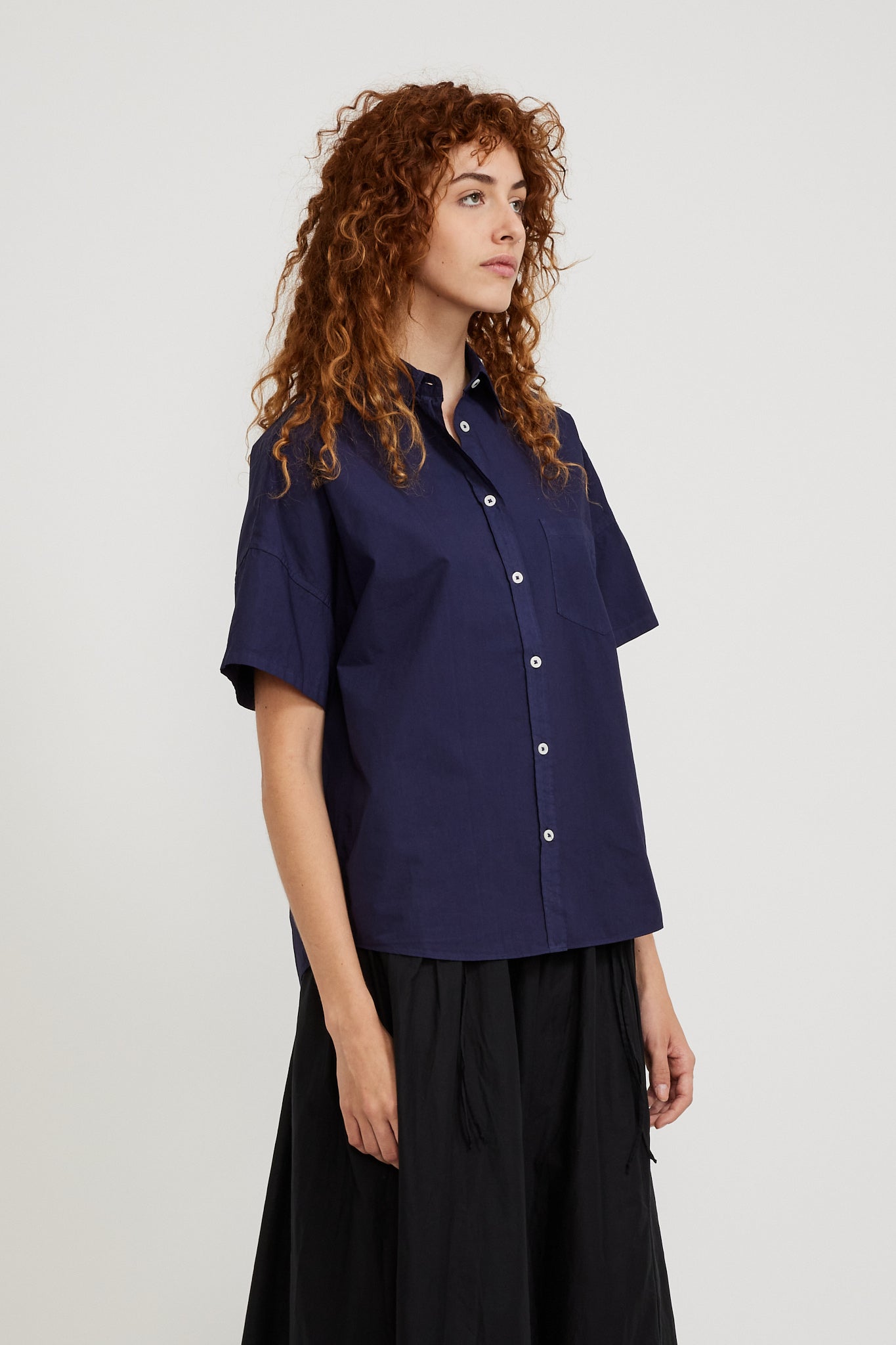 LMND | Chiara Short Sleeve Shirt Navy | Maplestore