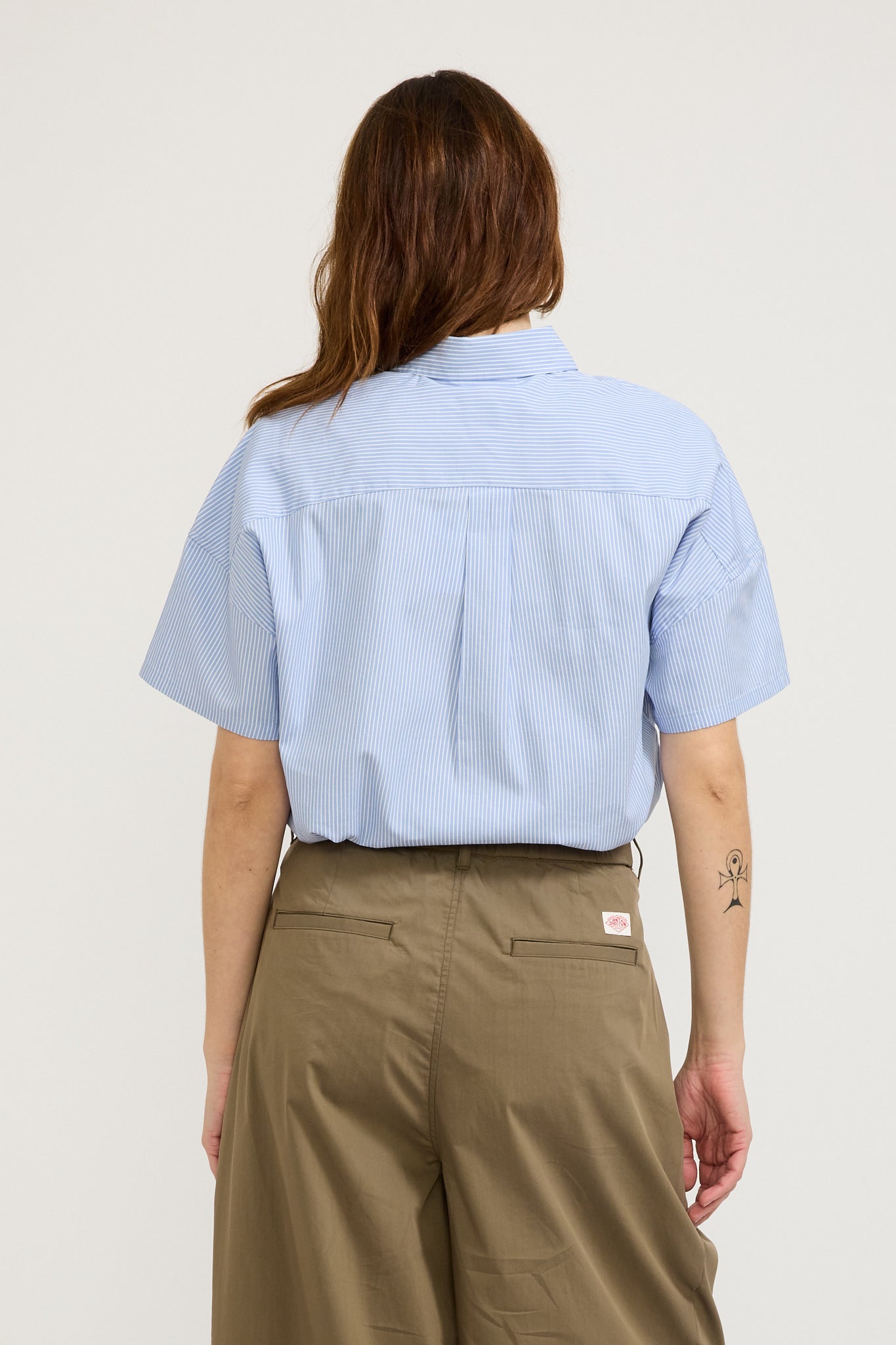 LMND | Chiara Short Sleeve Shirt Powder Blue/White | Maplestore