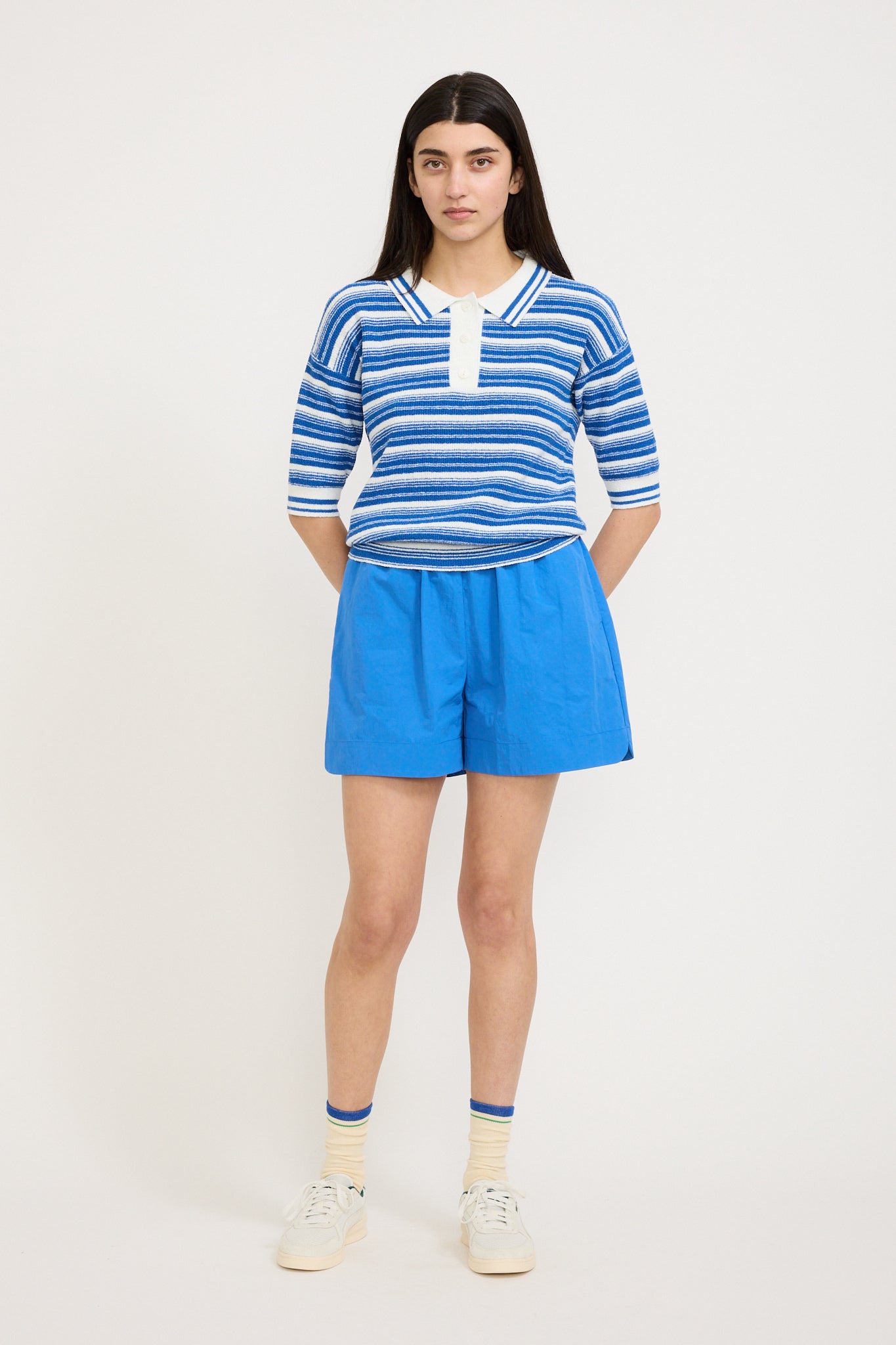 LMND | Luna Striped Polo Ink Blue/White | Maplestore