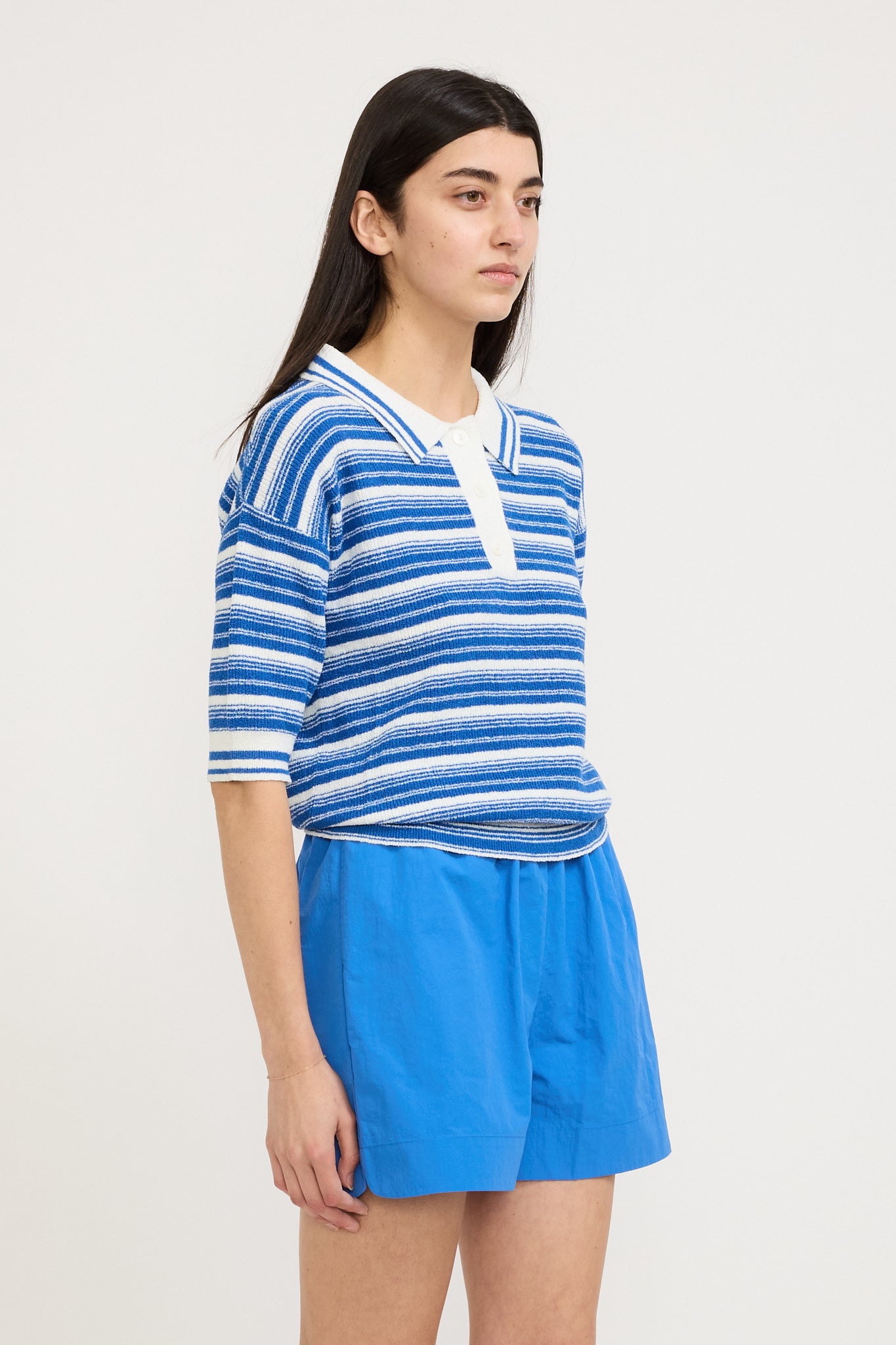 LMND | Luna Striped Polo Ink Blue/White | Maplestore