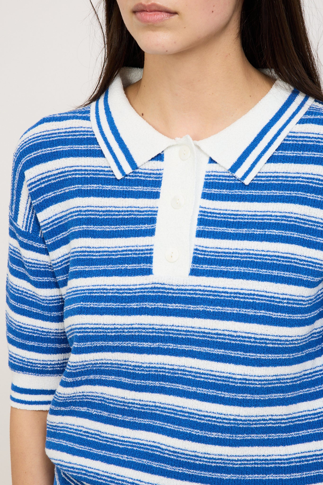 LMND | Luna Striped Polo Ink Blue/White | Maplestore