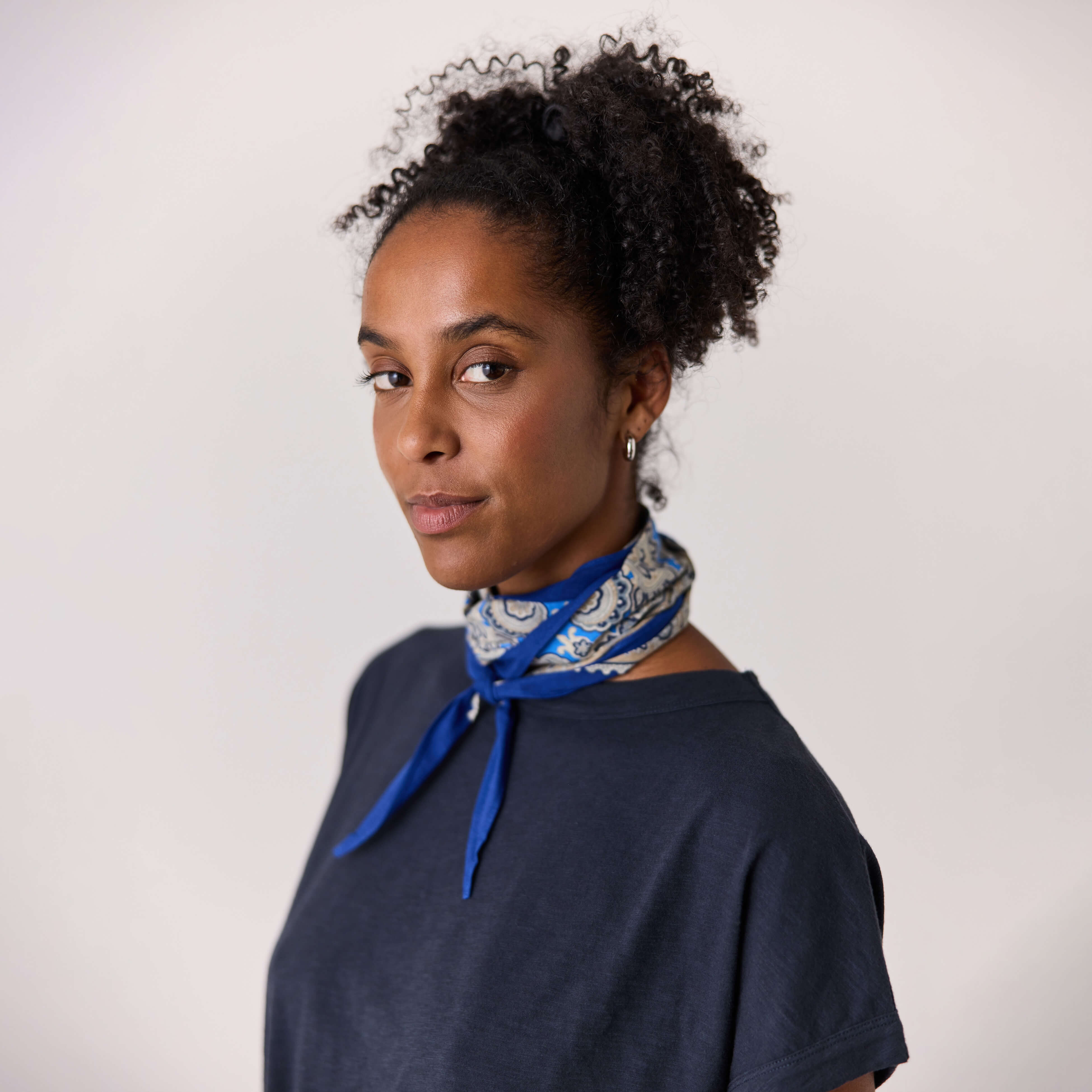 Paisley Print Cotton Bandana Ink Blue