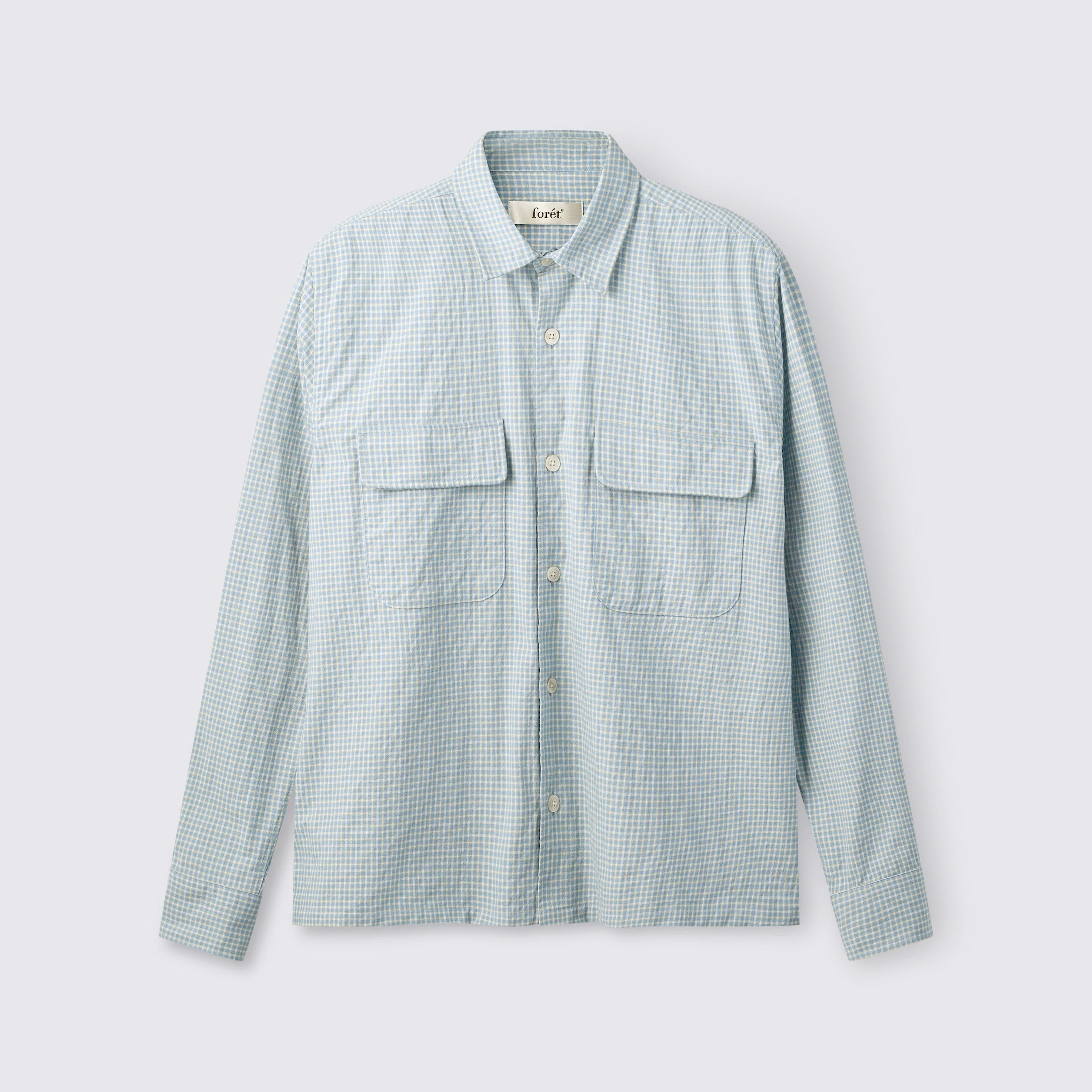 Lunar Relaxed Fit Textured Overshirt Light Blue Check