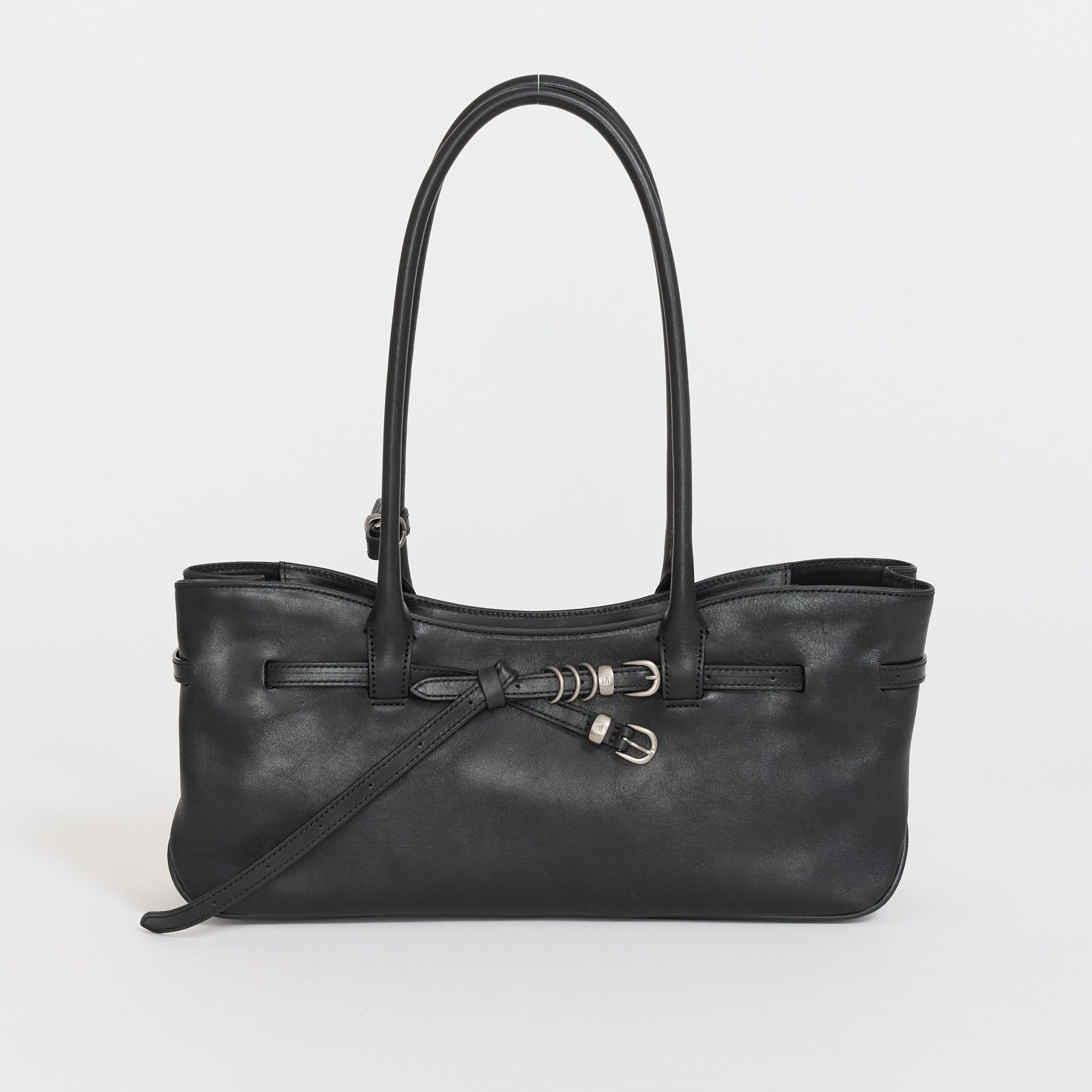Grandma Used Shoulder Bag Black Pull-Up | Maplestore